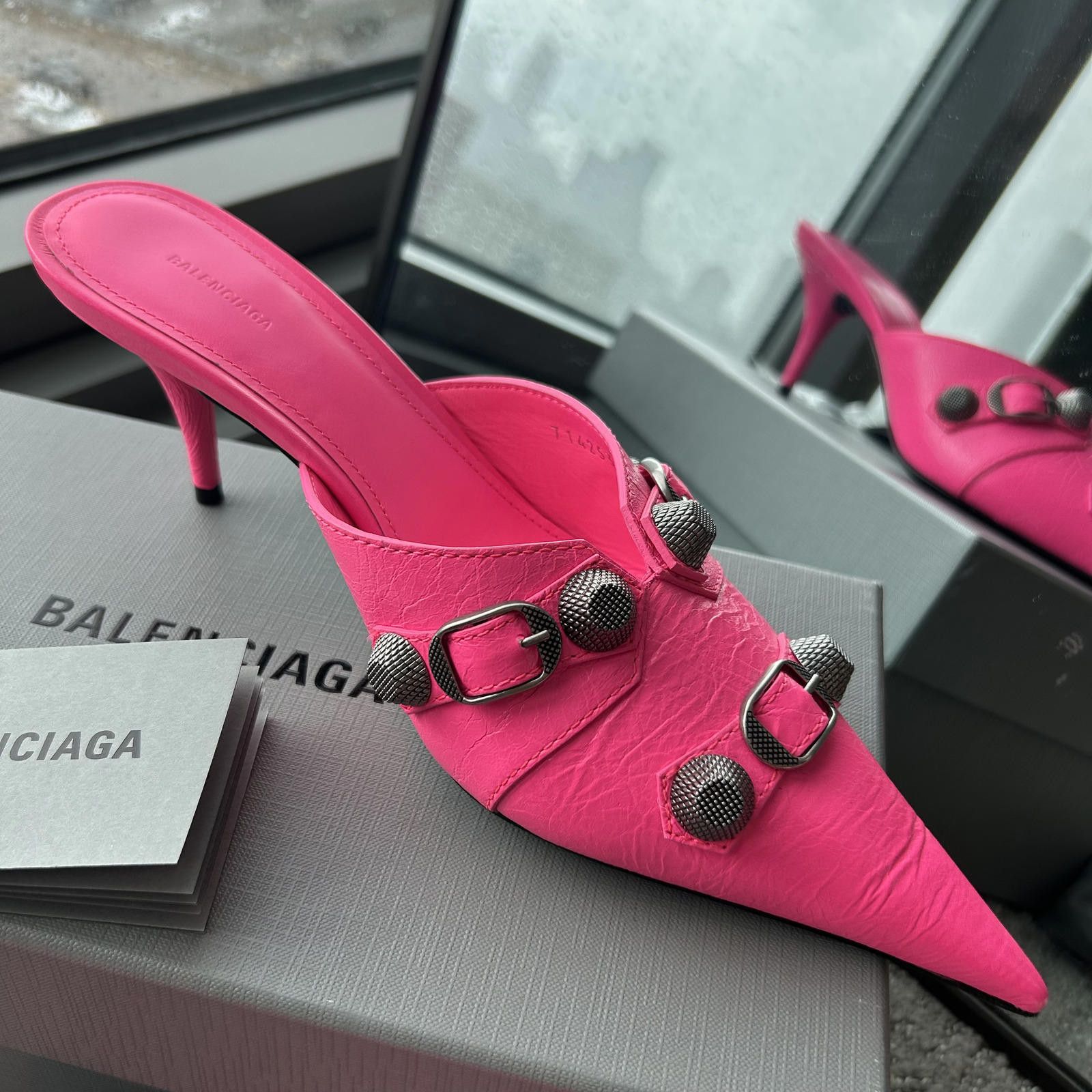 Balenciaga Balenciaga Fluo Pink Cage Mule M70 Heels Size 38 Size US 8 / IT 38 - 1 Thumbnail