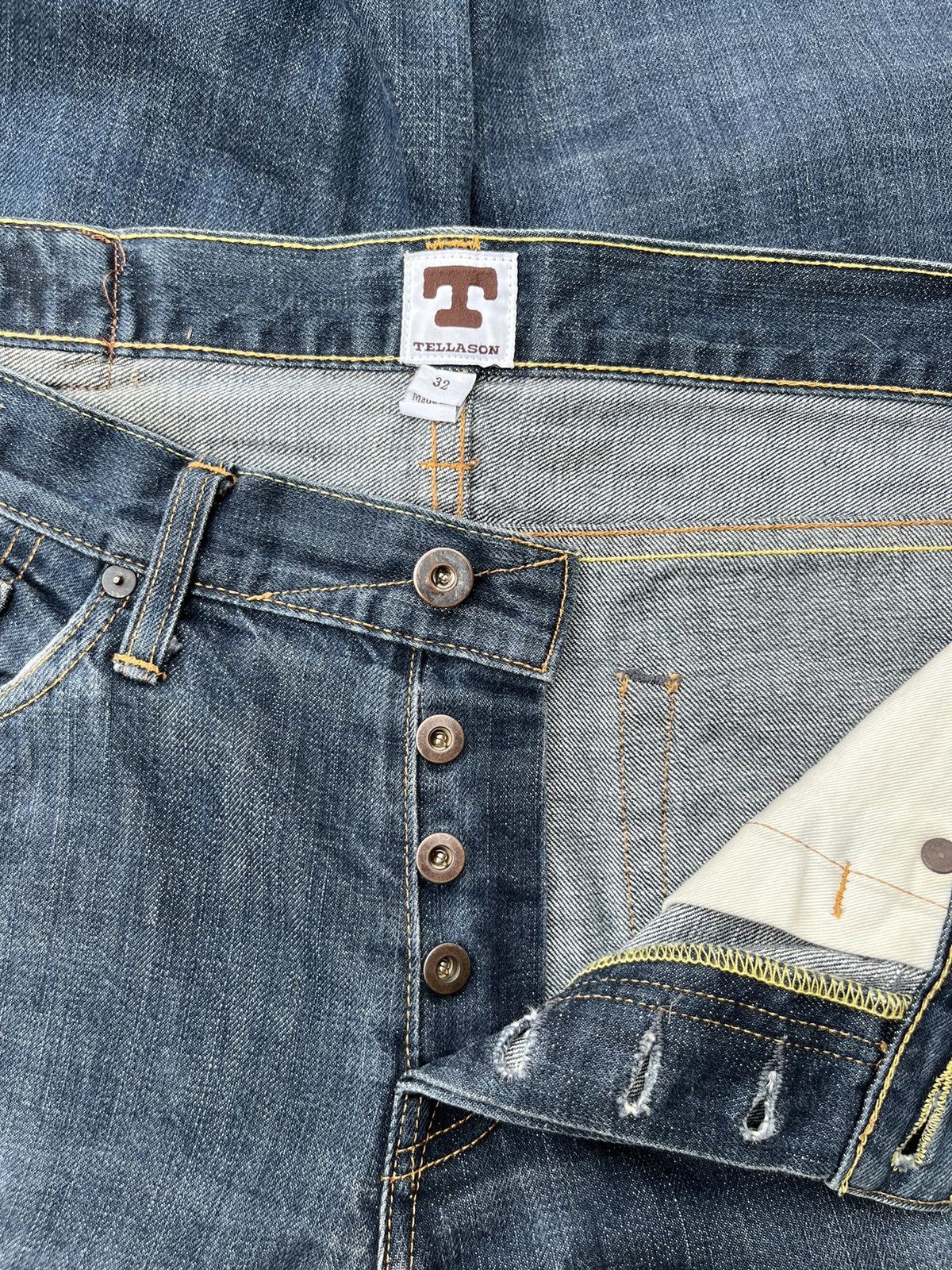 Kapital Vintage Tellason White Oak Cone Denim Selvedge Tapered Jeans Size US 33 - 10 Thumbnail