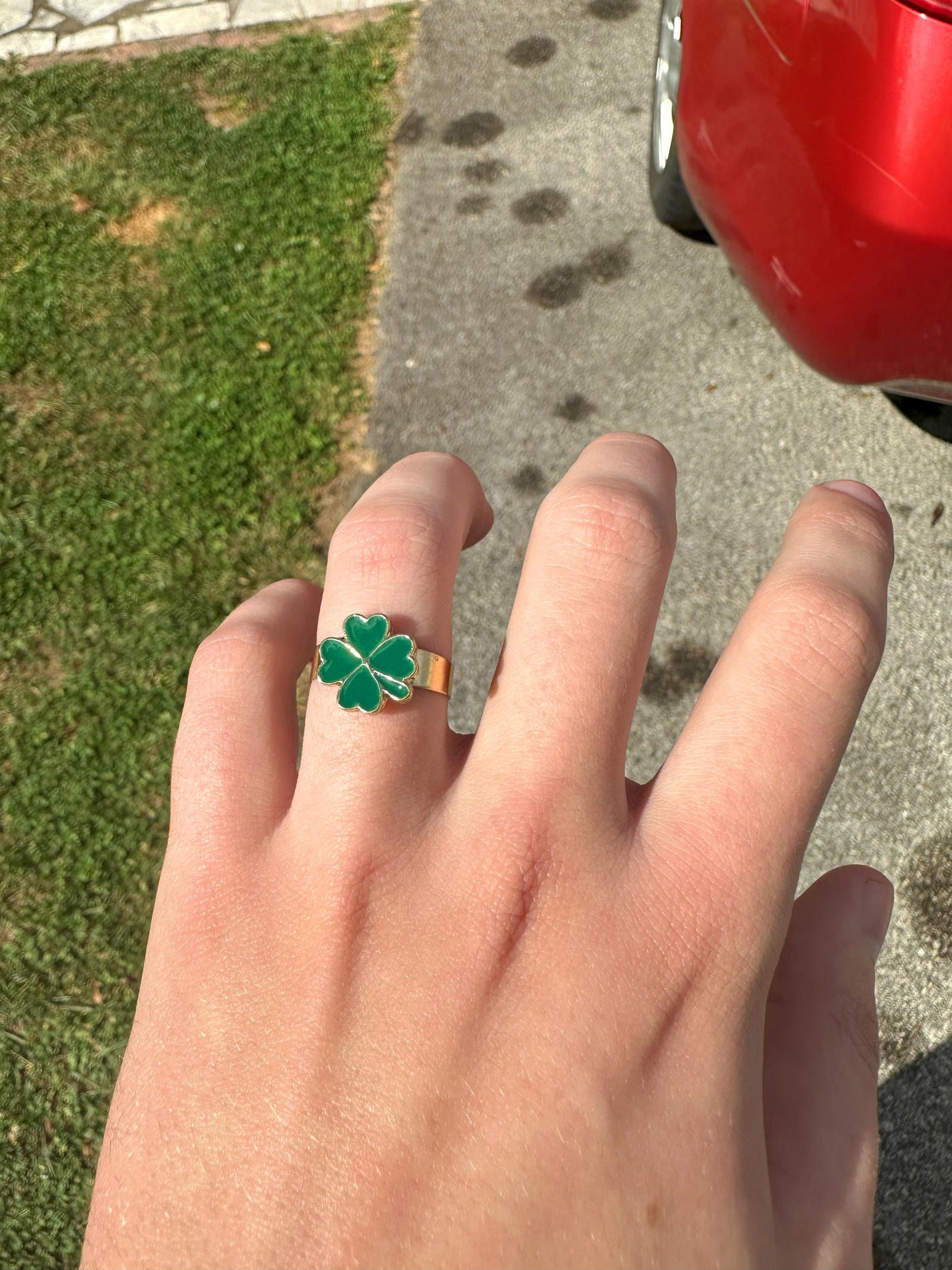 Jewelry Gold LUCK Clover Ring Adjustable Sizing Size ONE SIZE - 2 Thumbnail