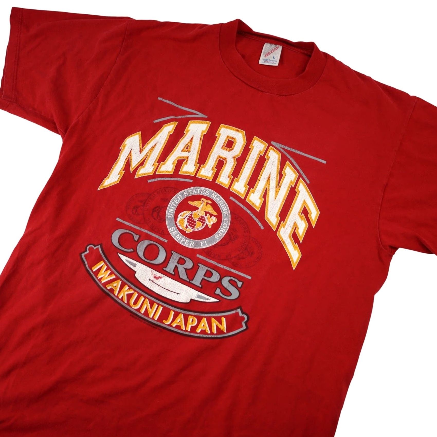 Vintage VINTAGE United States Marine Corps Iwakuni Japan Graphic T Shirt Men Large Red Size US L / EU 52-54 / 3 - 2 Thumbnail
