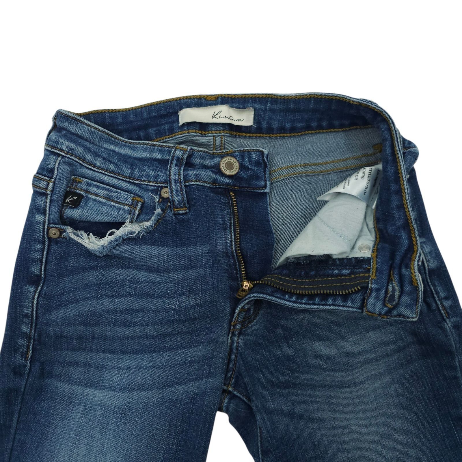 Kancan USA KanCan Gemma Skinny Jean 0/23 Mid Rise Distressed Raw Hem Size 22" - 9 Thumbnail