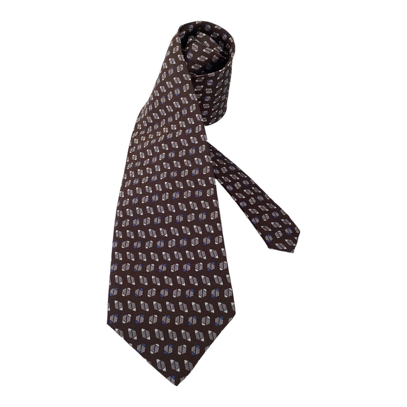 Ralph Lauren LAUREN RALPH LAUREN Brown Geometric Luxury Silk Tie Made In Size ONE SIZE - 1 Thumbnail