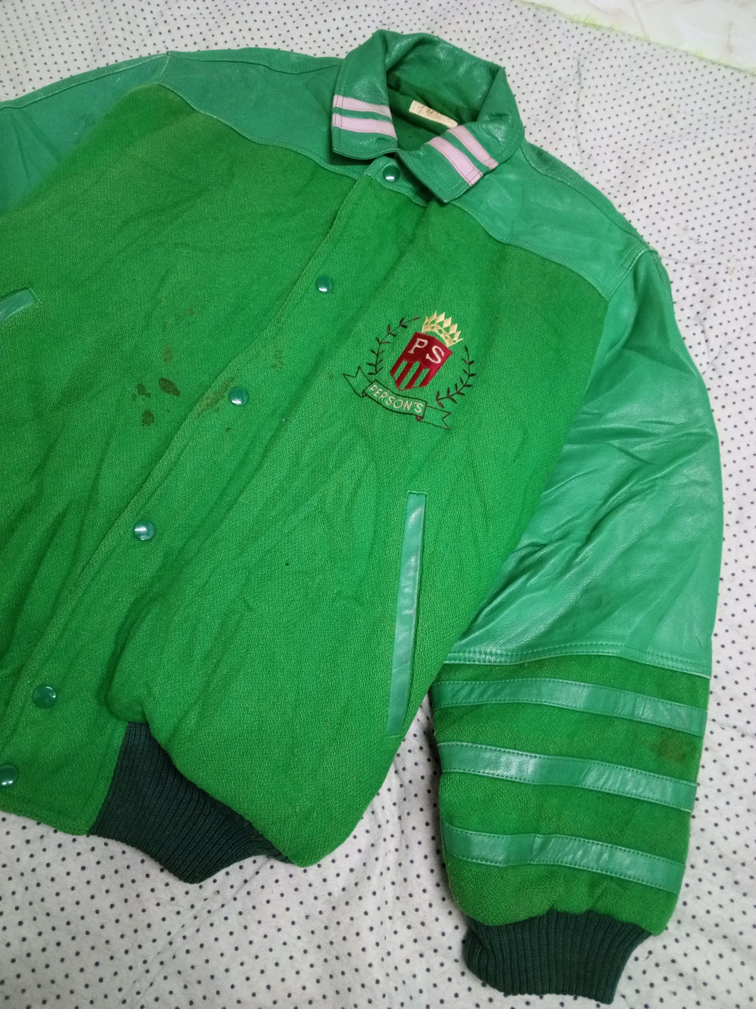 PERSON'S PERSONS Vintage Leather Sleeve Flag Spell Out Vrsity Jacket Size US XL / EU 56 / 4 - 3 Thumbnail