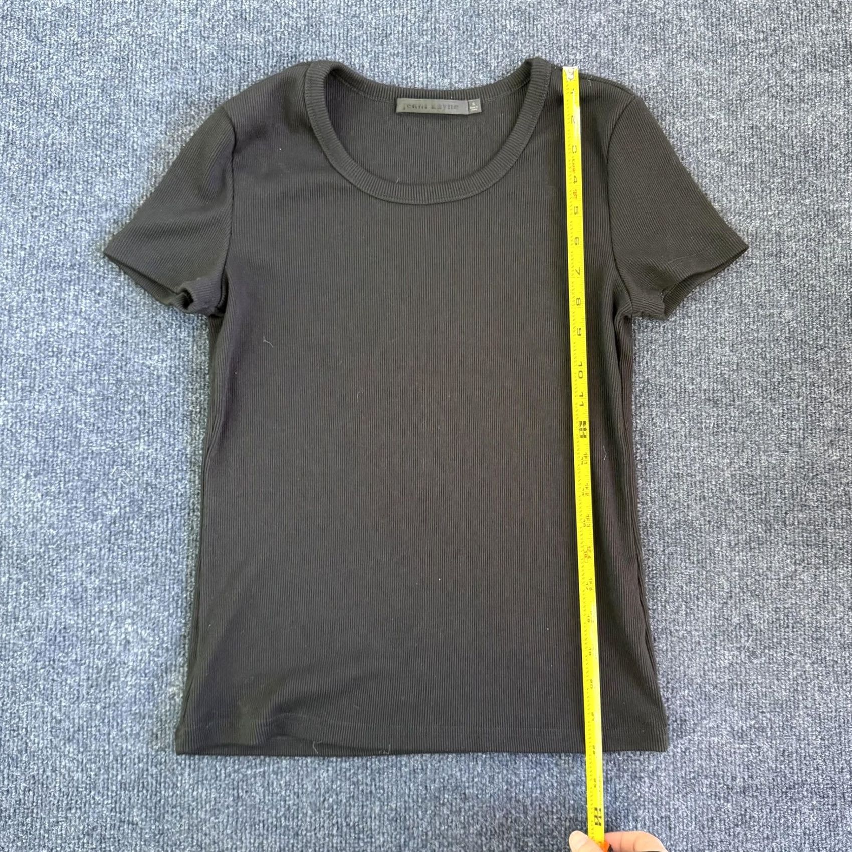 Vintage Jenni Kayne Shirt Womens Small Black Ribbed Scoop Neck Short Sleeve Tee Top Size S / US 4 / IT 40 - 5 Thumbnail