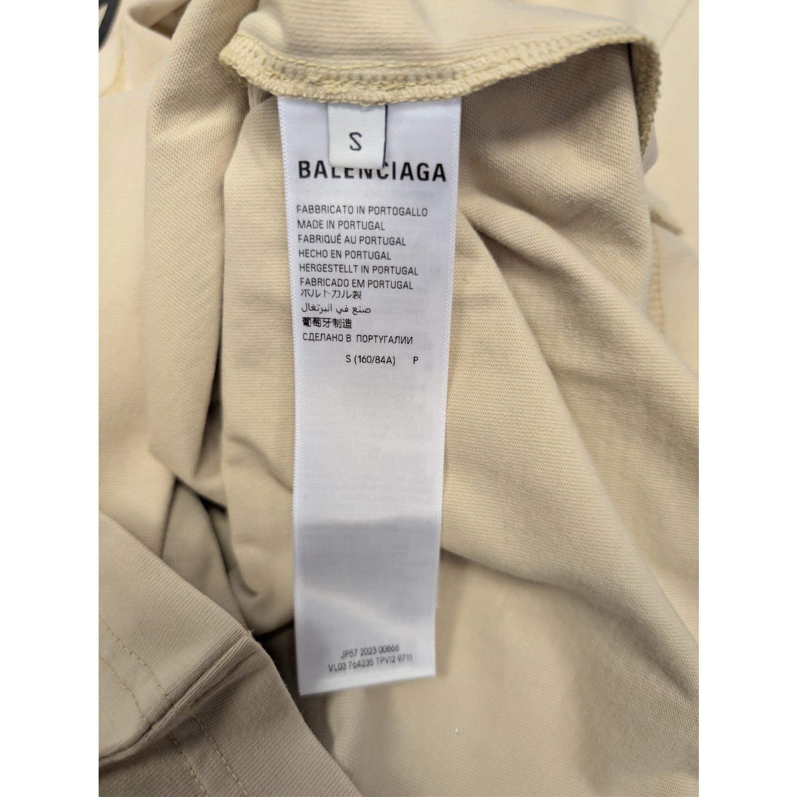 Balenciaga o1rshd1 Cotton Logo Medium Fit T-Shirt in Light Beige/Black Size US S / EU 44-46 / 1 - 17 Thumbnail