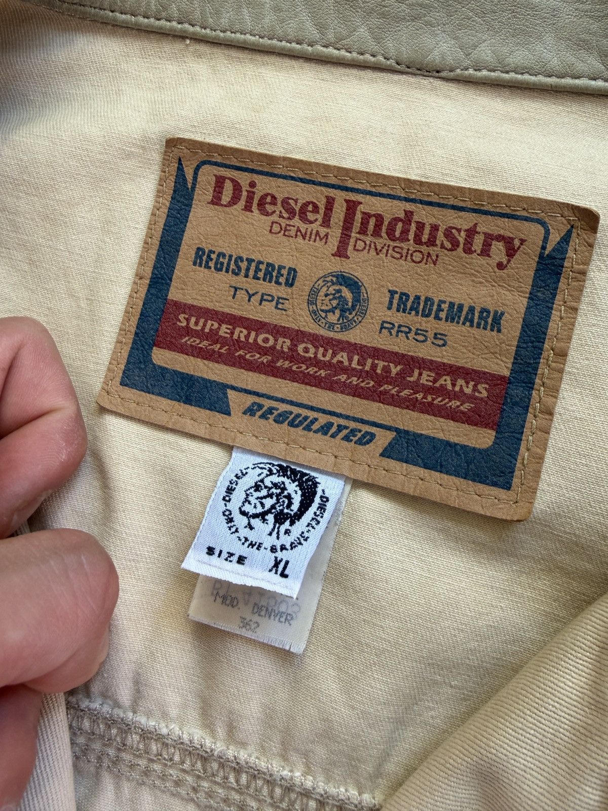 Diesel Diesel Leather Denim Jacket / Workwear Blouson Beige XL Size US XL / EU 56 / 4 - 6 Thumbnail