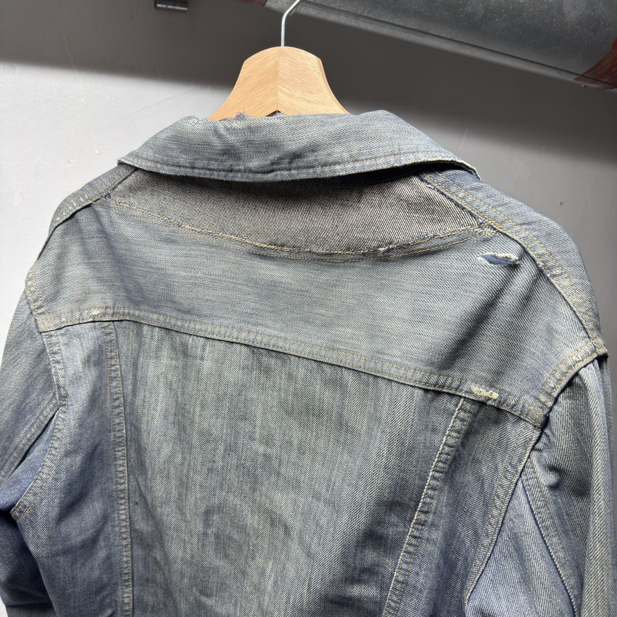 Vintage Thrashed Distressed Selvedge Denim Trucker Jacket ERD Grunge Size US M / EU 48-50 / 2 - 9 Thumbnail