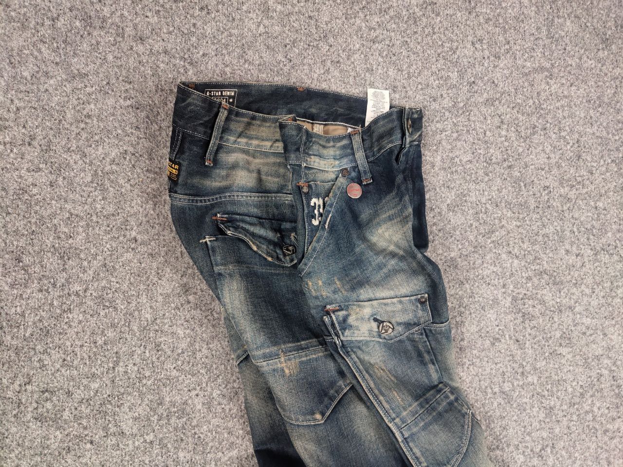 If Six Was Nine Vintage G Star Raw General 5620 3D Cargo Faded Denim jeans Size US 31 - 10 Thumbnail