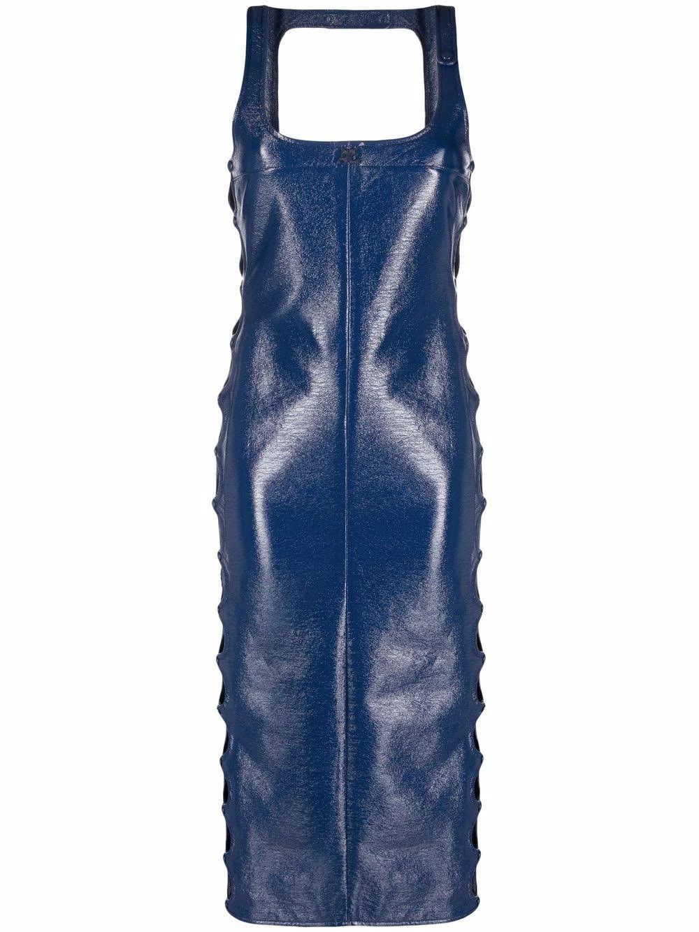 Courreges o1mle0524 Long Pressions Vinyl Dress in Blue Size M / US 6-8 / IT 42-44 - 1 Thumbnail