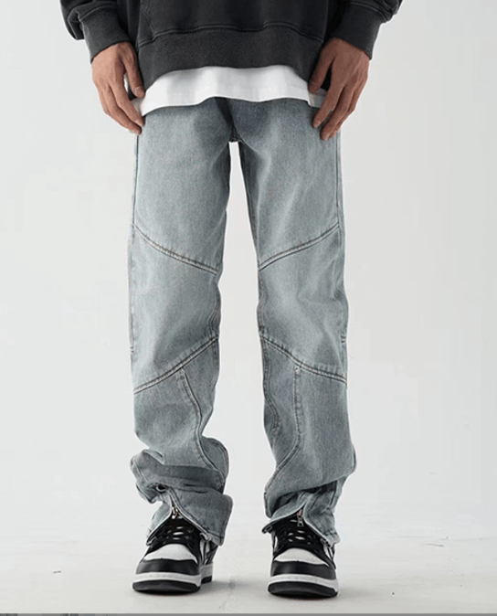 Japanese Brand × Jean American street zipper stitching washed distressed jeans Size US 32 / EU 48 - 1 Thumbnail