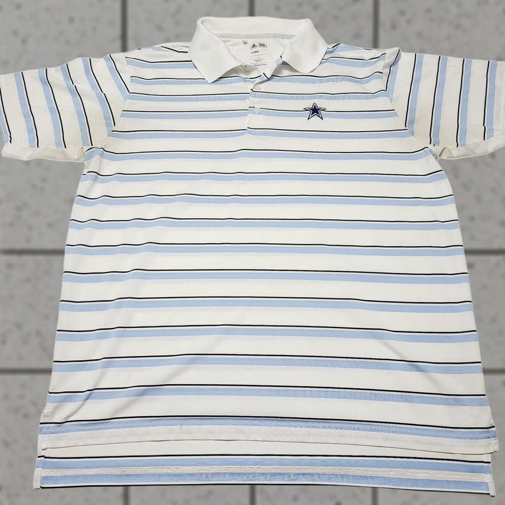 Adidas Adidas Polo Shirt Climacool Dallas Cowboys Golf Breathable Shirt L Men White Striped Polo adidas Golf Polo Mens L Dallas Cowboys Breathable Climacool Size US L / EU 52-54 / 3 - 1 Thumbnail