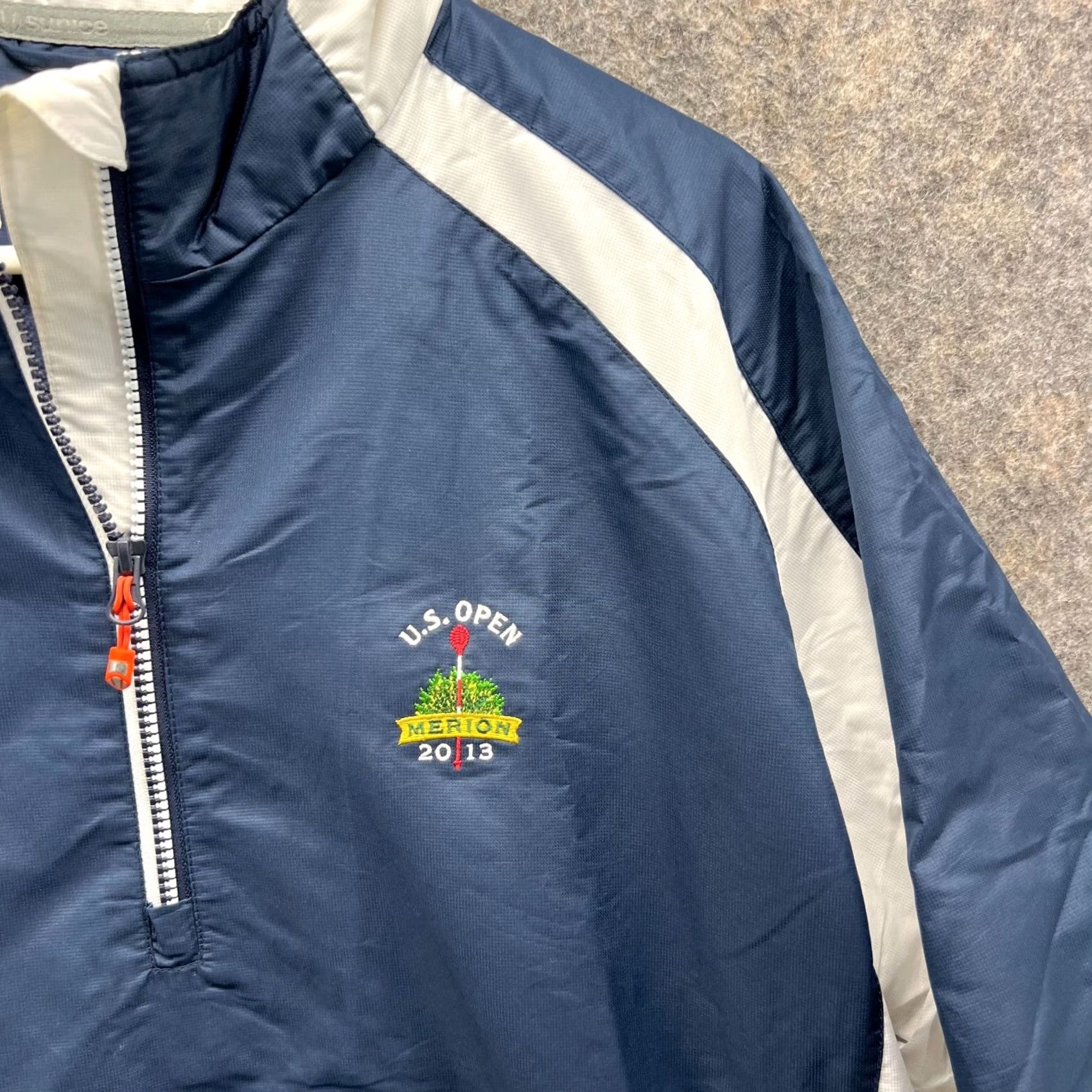 Vintage VINTAGE Sunice Sweater Men L Blue Navy Windbreaker 1/4 Zip Sport X20 US Open Merion Logo Pullover S/S Regular Mens Size US L / EU 52-54 / 3 - 4 Thumbnail