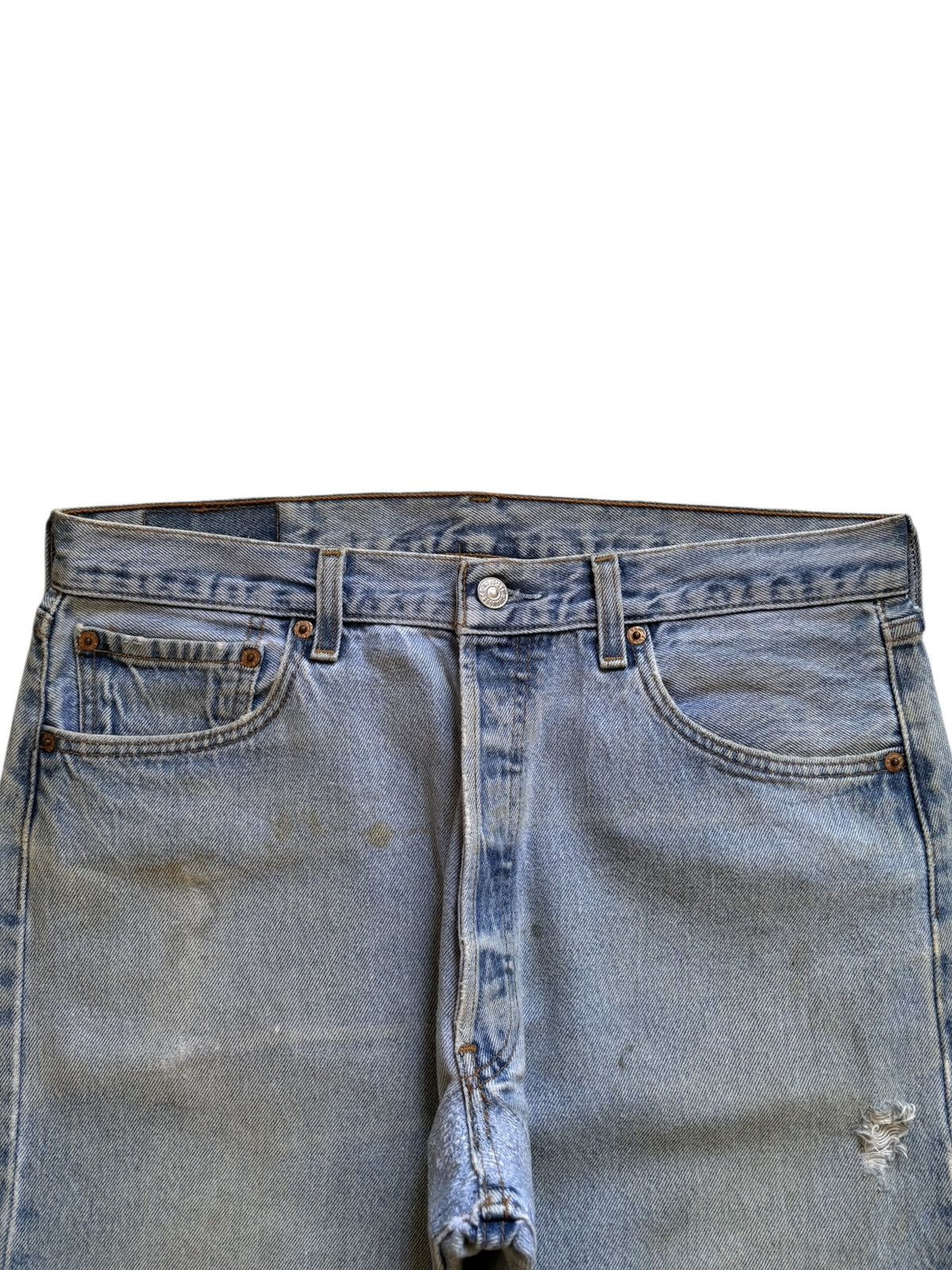 Levi's × Levi's Vintage Clothing Vintage 90s Levis 501xx Blue Mud Wash Distressed Loose Jeans Size US 33 - 4 Thumbnail
