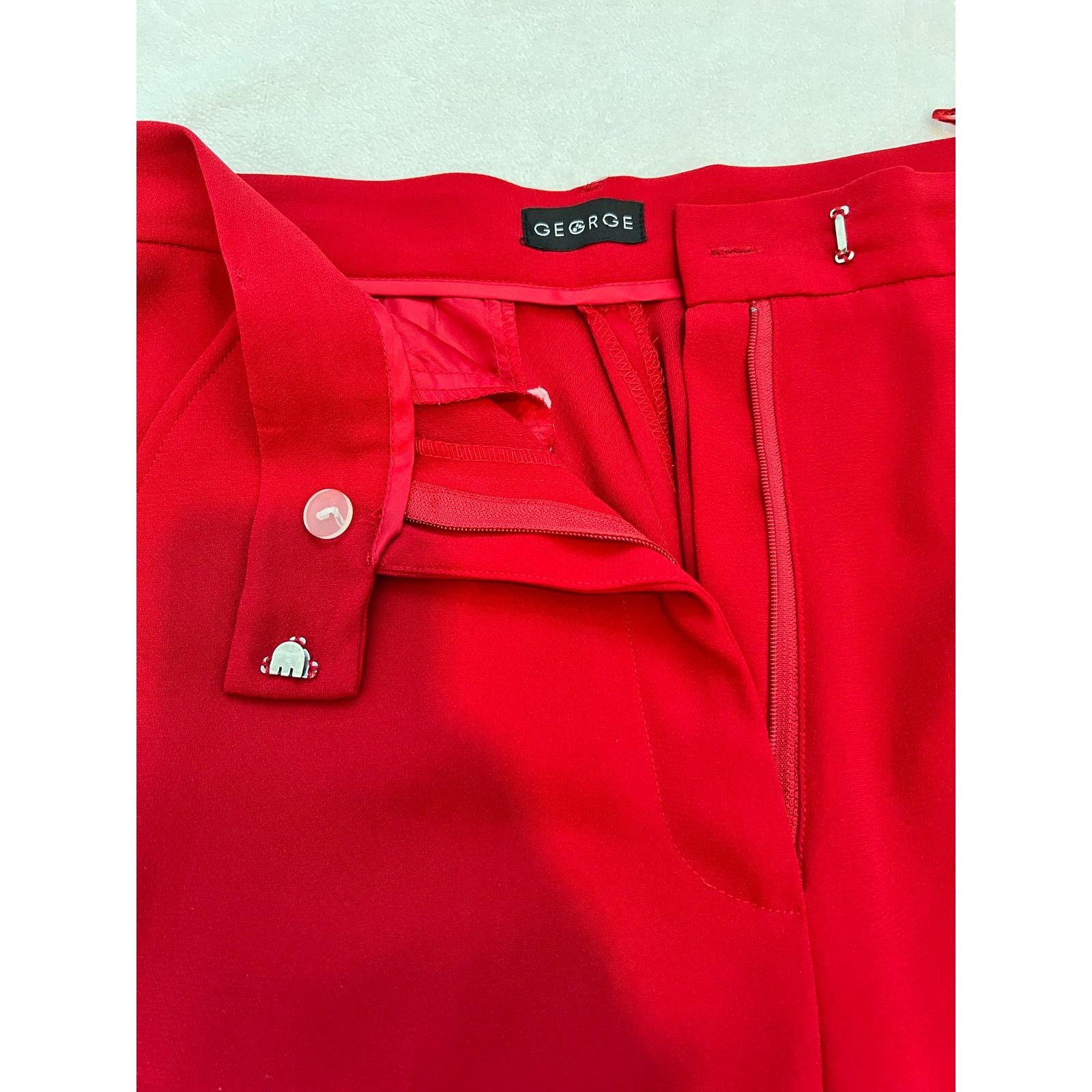 George George Ultra High Rise Straight Leg Red Dress Pants Size 10 Size 32" / US 10 / IT 46 - 3 Thumbnail