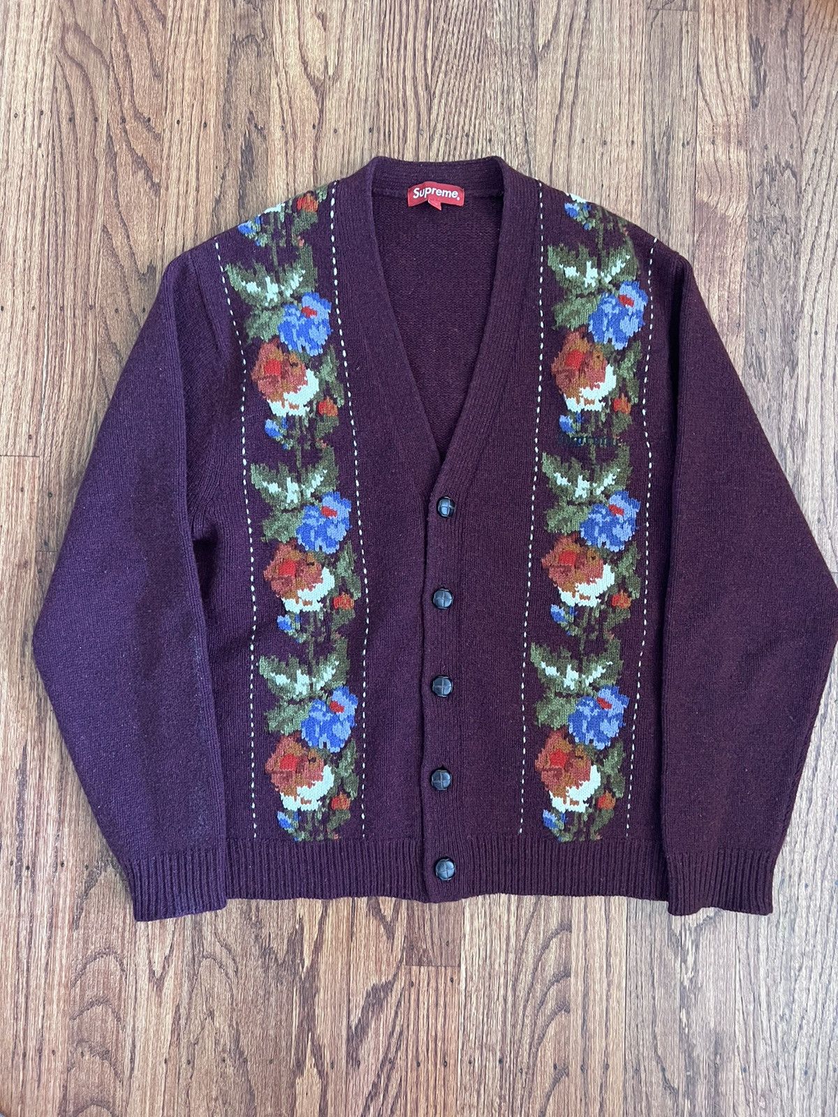 Supreme Supreme Floral Stripe Wool Cardigan | Grailed