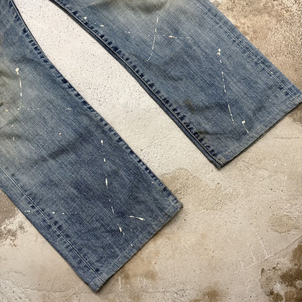 Japanese Brand R. Newbold Distressed Stitching Paint Splitter Denim Pants Size US 33 - 5 Thumbnail