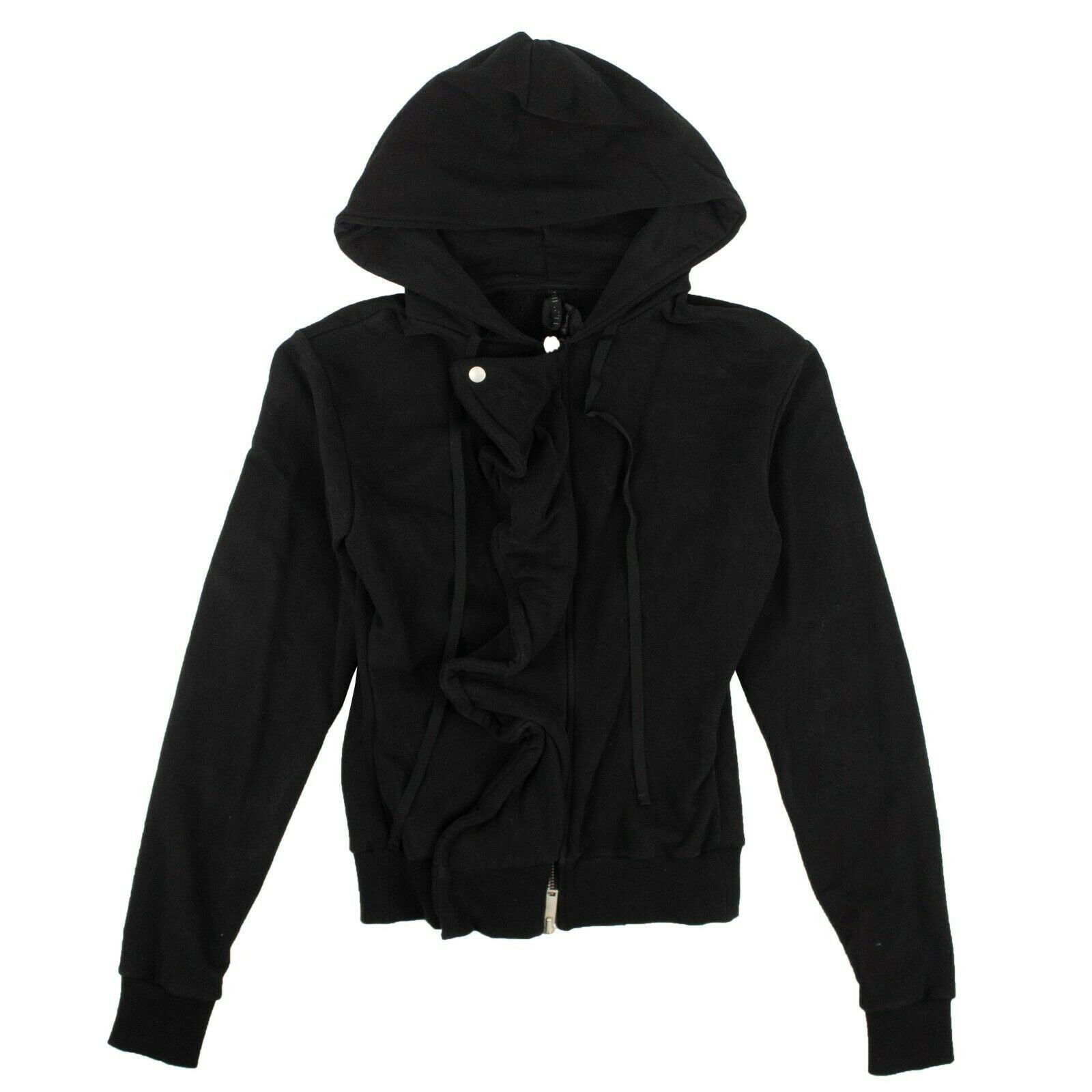 image of Unravel Project Black Frill Trim Hoodie Sweatshirt Size Xs, Women's