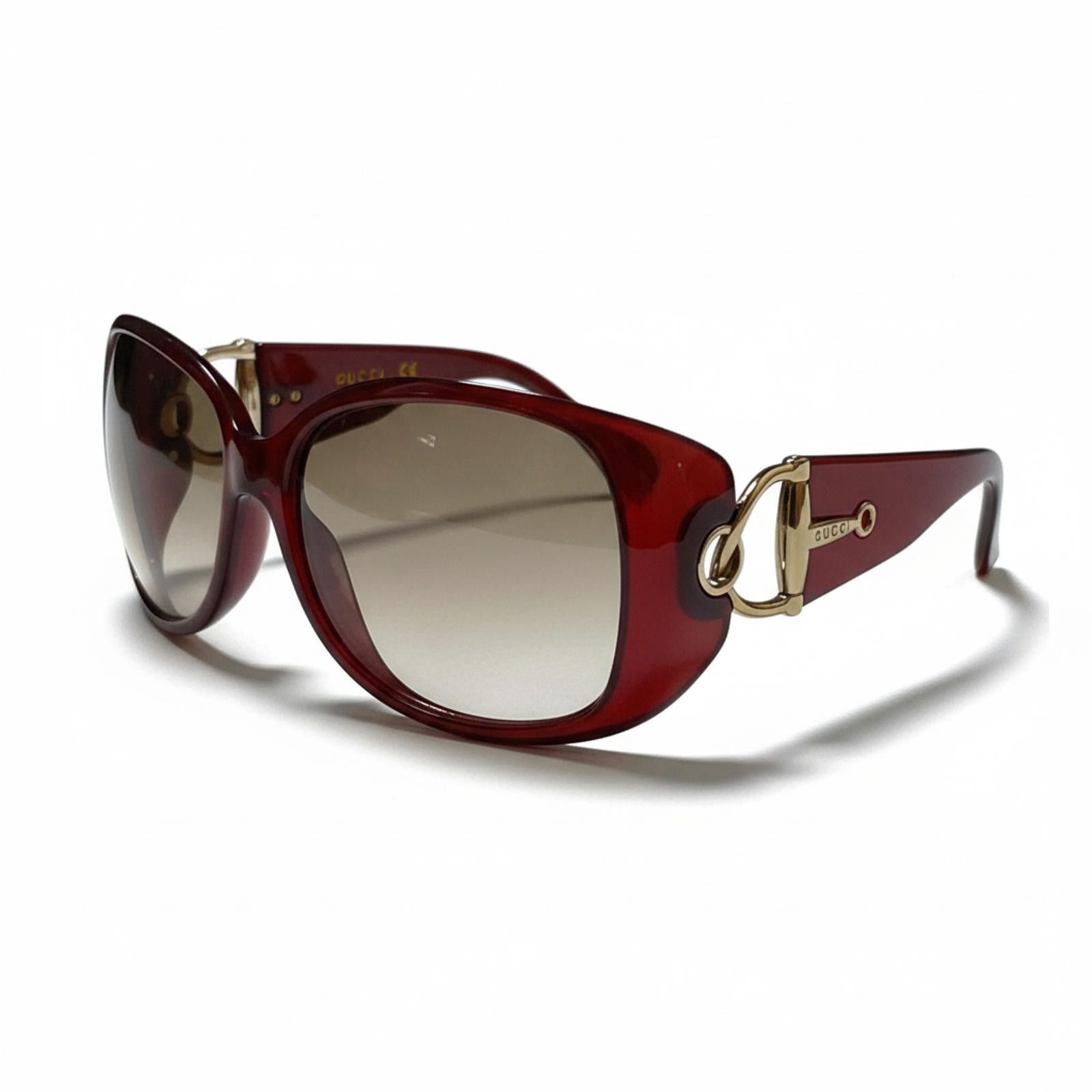 Gucci Gucci - Red Oversized Sunglasses Gold Accent Size ONE SIZE - 1 Thumbnail