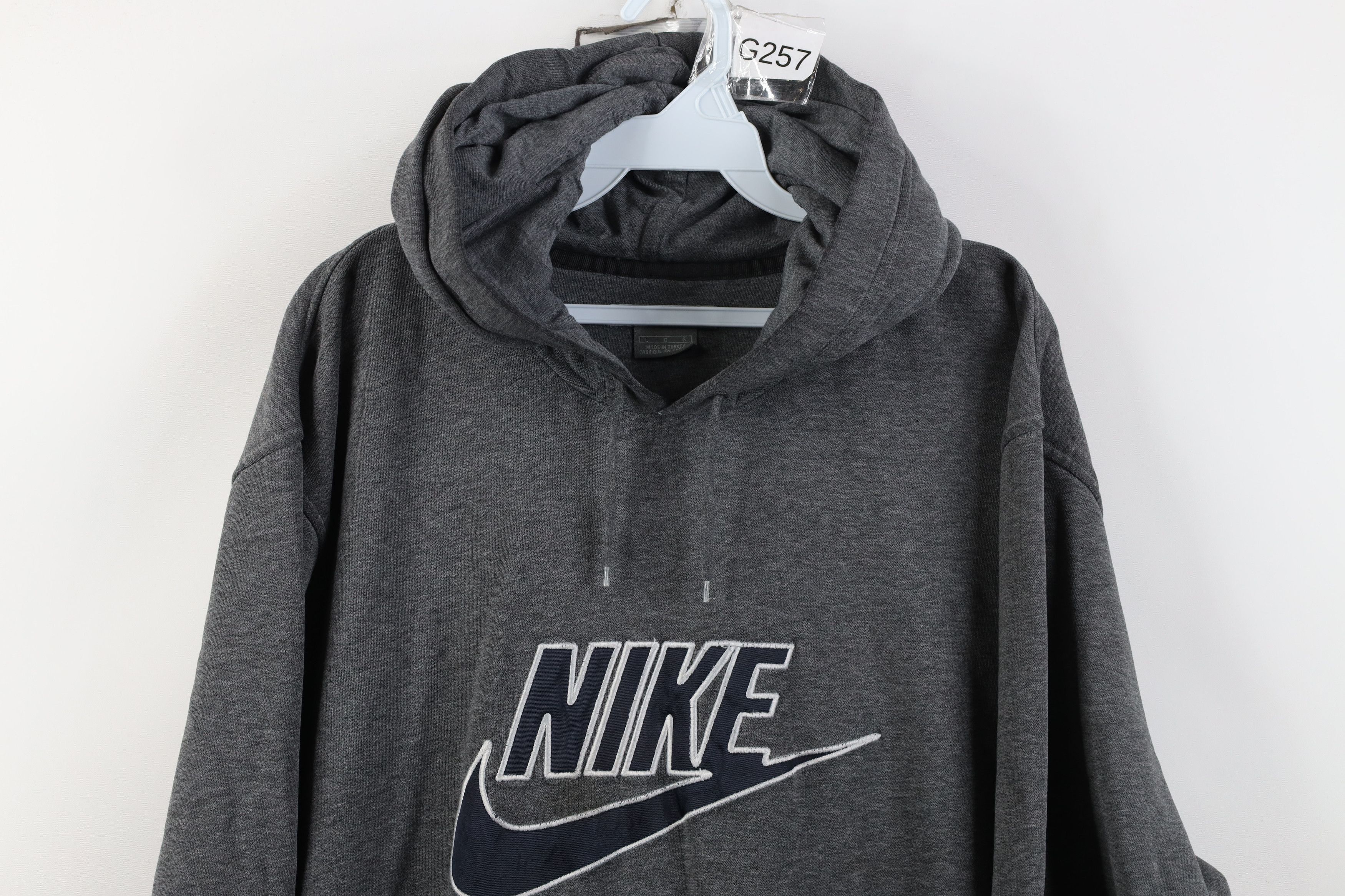 Nike Vintage Y2K Nike Big Swoosh Hoodie Sweatshirt Heather Gray Size US L / EU 52-54 / 3 - 2 Thumbnail