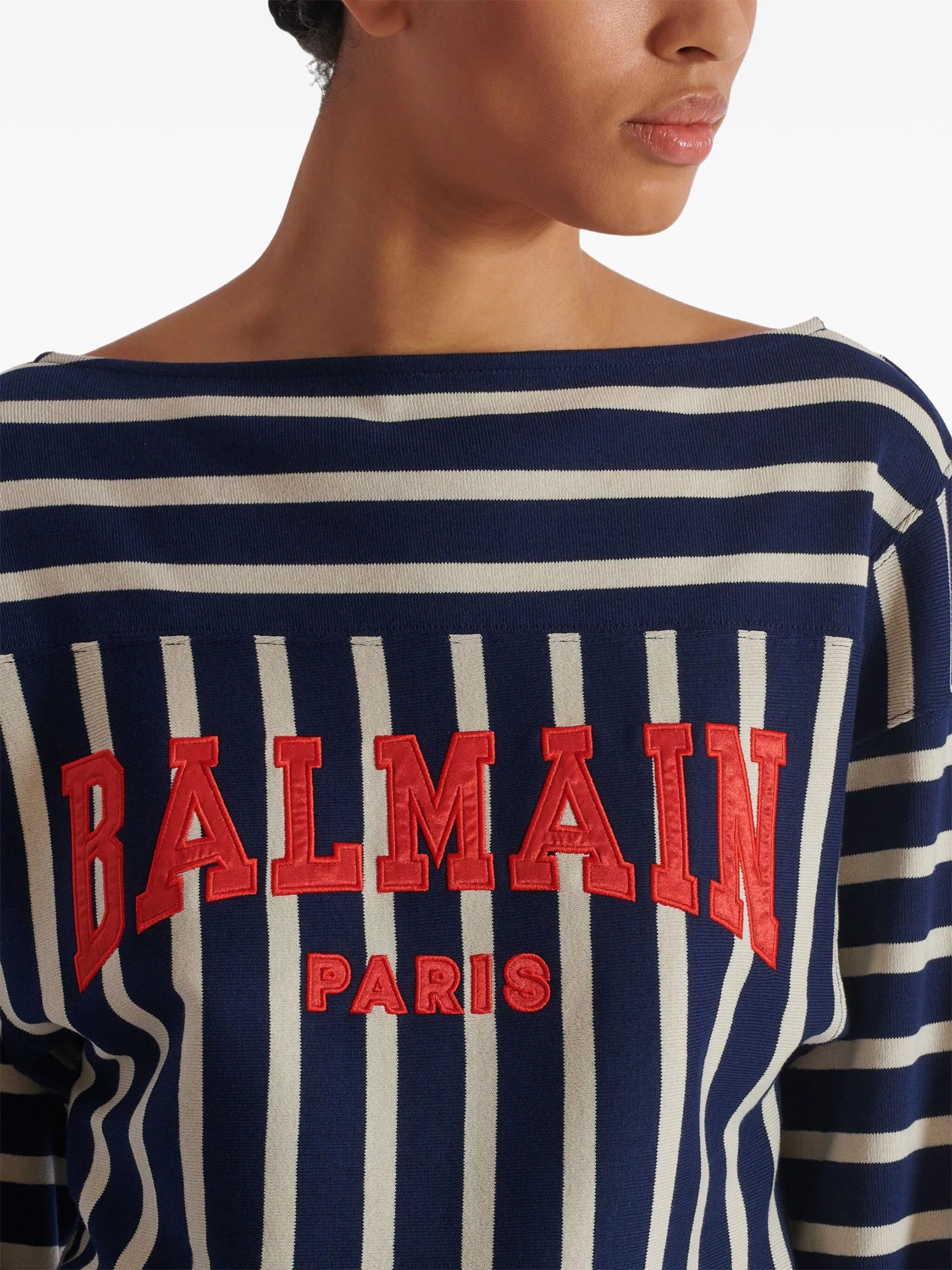 Balmain o1s1wg111025 Baseball Top in Blue / White Size M / US 6-8 / IT 42-44 - 7 Thumbnail