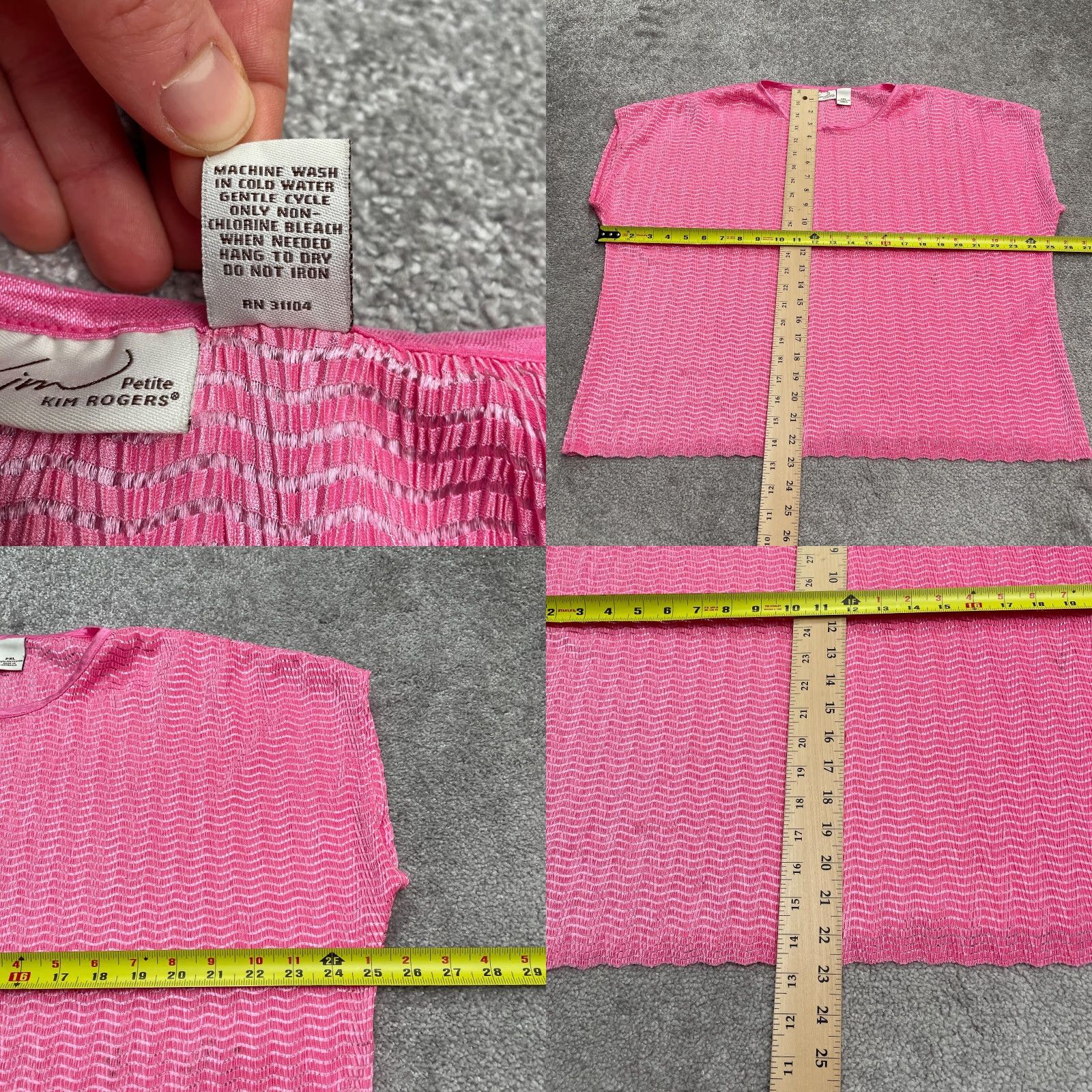 Pinko Kim Rogers Textured Blouse Womens Dolman Short Sleeve Pink PXL Knit Burnished Spots Solid Casual Top Size XL / US 12-14 / IT 48-50 - 8 Thumbnail
