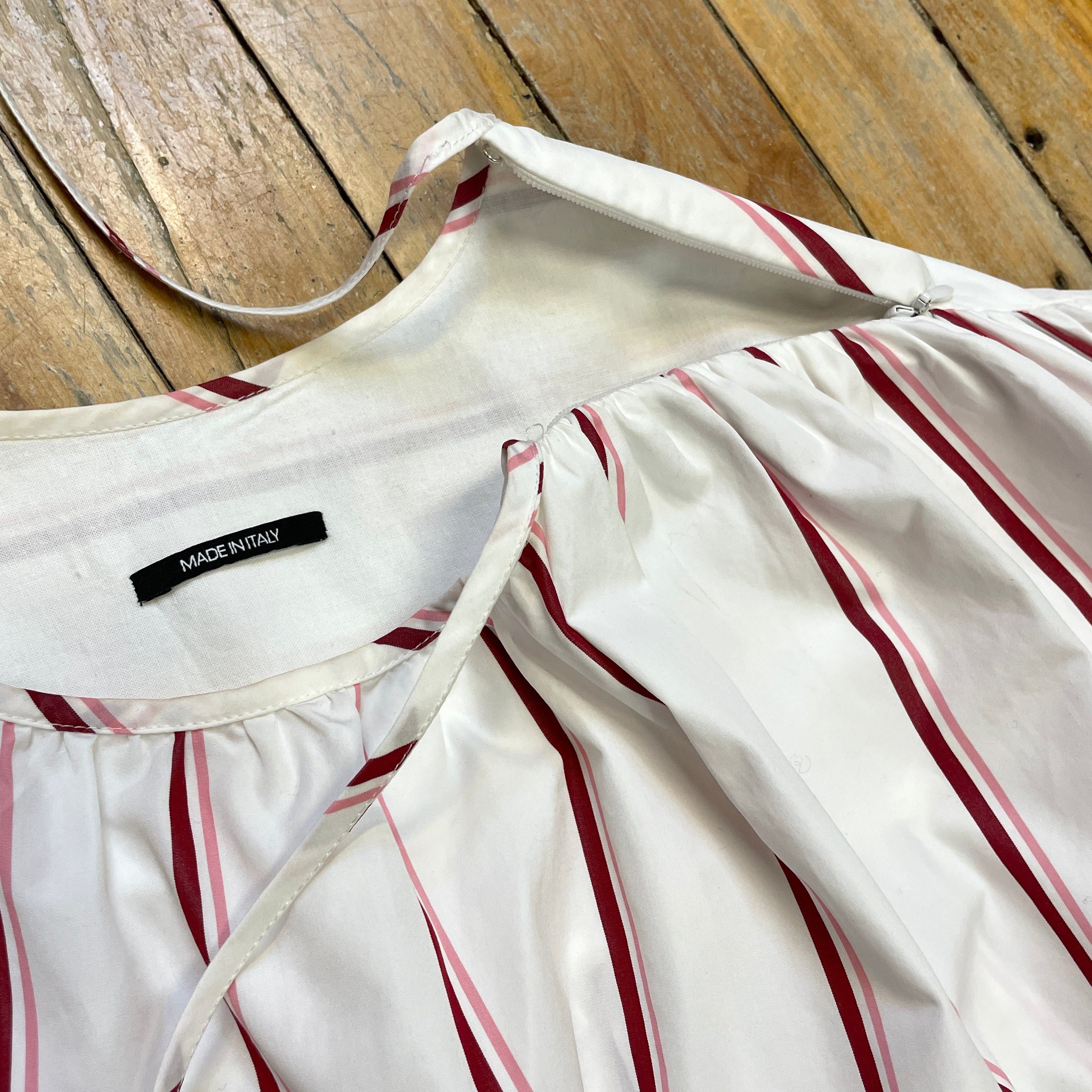 Calvin Klein Raf Simons for Calvin Klein 205W34NYC Vintage Designer Made in Italy Striped Cotton Blouse Size M Size M / US 6-8 / IT 42-44 - 5 Thumbnail
