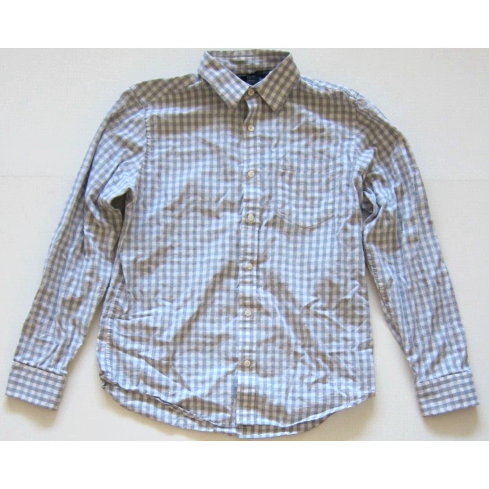 Banana Republic Banana Republic Grey Plaid Cotton Slim Fit Button Long Sleeve Shirt M Size US M / EU 48-50 / 2 - 2 Thumbnail
