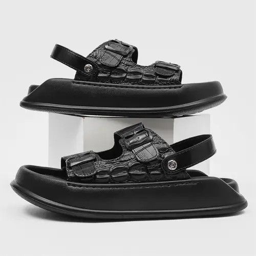 Other Stylish Black Crocodile Pattern Sandals Size US 9 / EU 42 - 5 Thumbnail