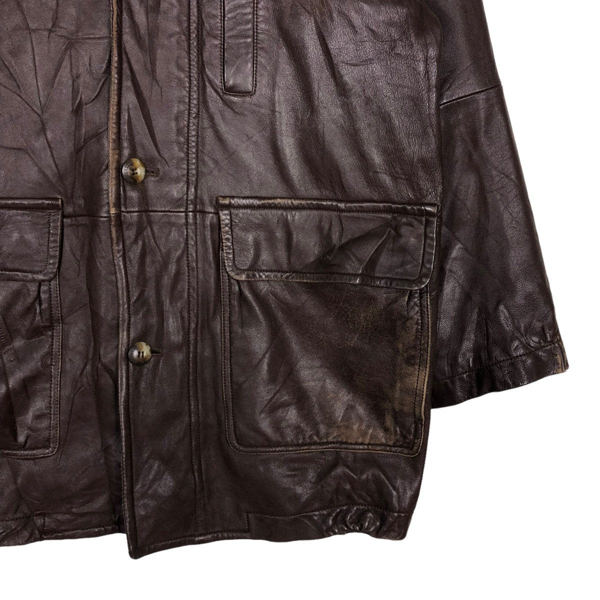 Issey Miyake 🔥VINTAGE BIKER LEATHER JACKET INTERMEZZO ISSEY MIYAKE Size US M / EU 48-50 / 2 - 5 Thumbnail