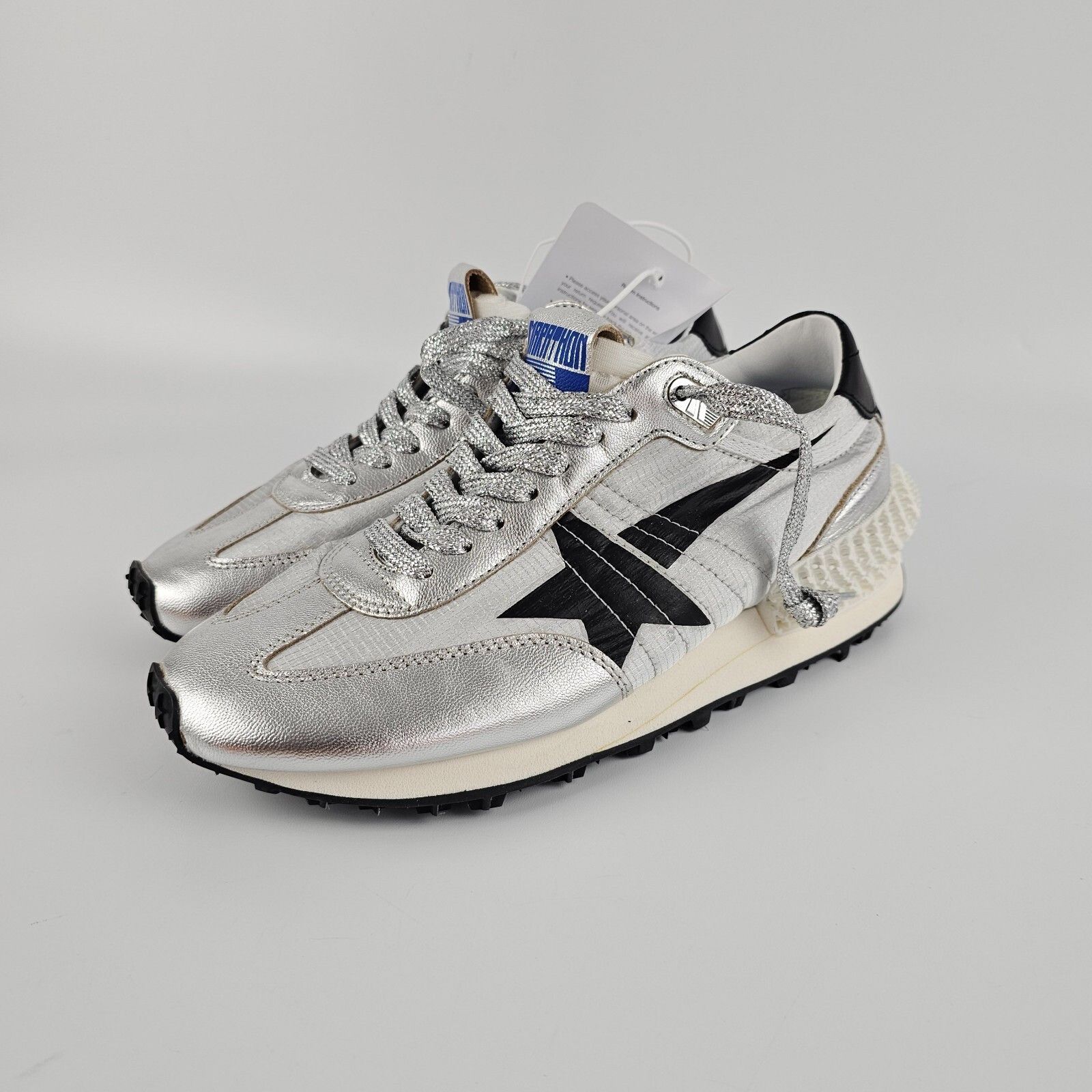 GOLDEN GOOSE Marathon Women's Silver/Black Ripstop Nylon Sne