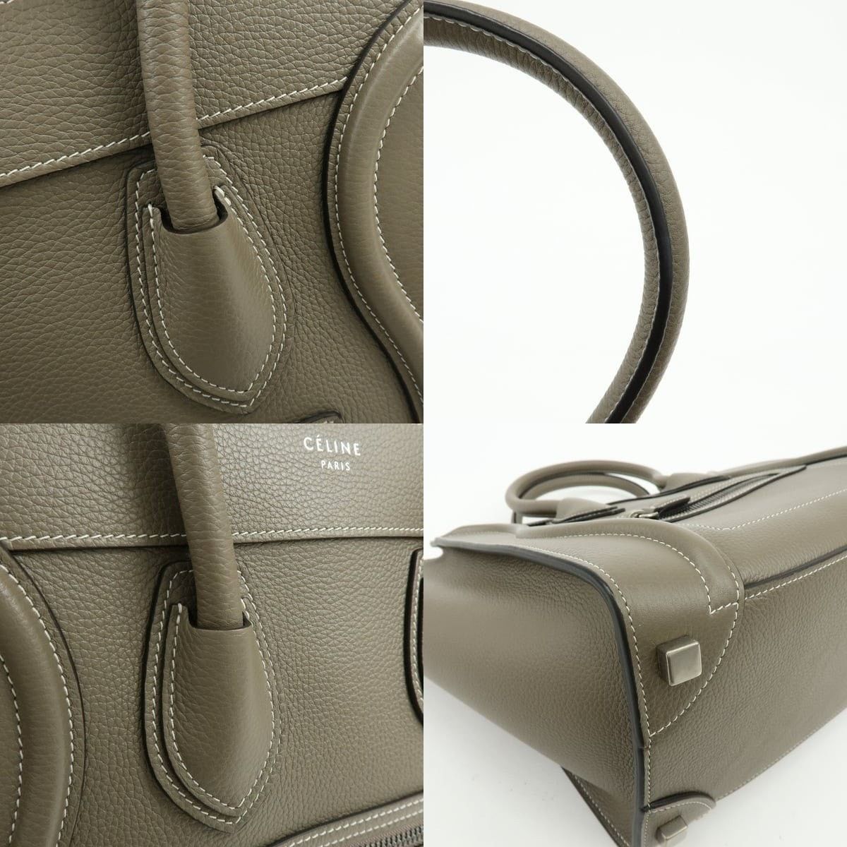 Celine Celine Luggage Micro Shopper Calfskin Tote Gray Size ONE SIZE - 4 Thumbnail