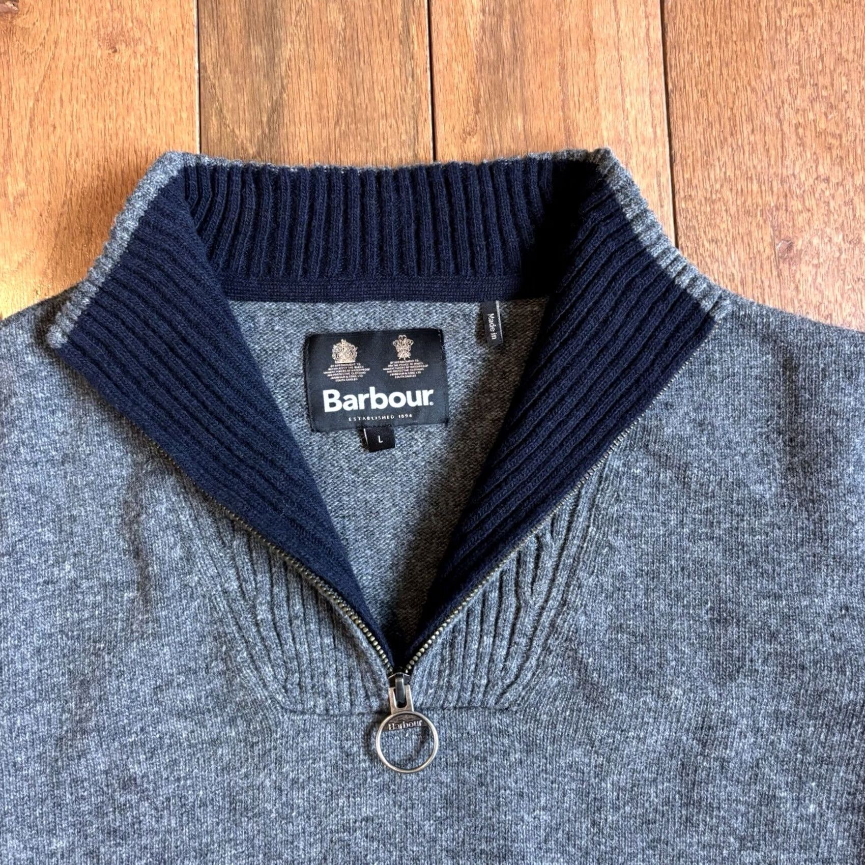 Barbour Barbour Nelson Essential 1/2 Zip Sweater Storm Grey 100% Wool sz L Mens Size US L / EU 52-54 / 3 - 2 Thumbnail