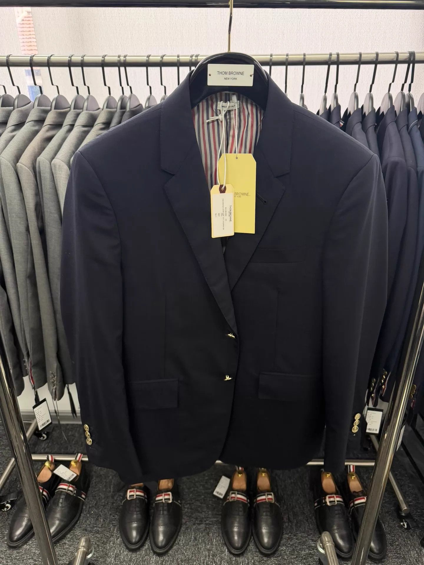 Thom Browne Thom Browne Men's Classic Navy Gold Button Slim Suit Size US XL / EU 56 / 4 - 1 Thumbnail