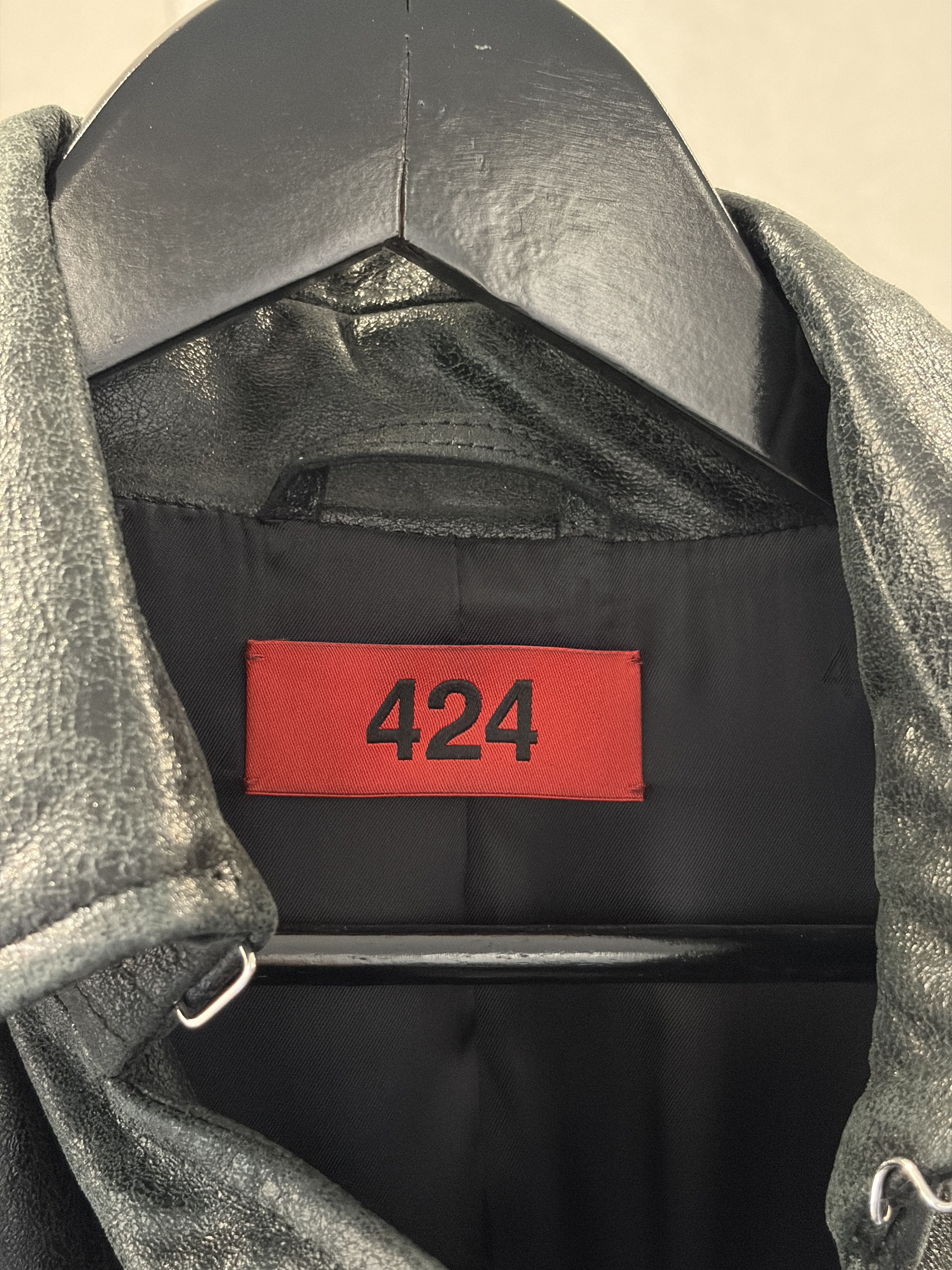 424 424 Paper Effect Distressed Leather Trench Coat Size US S / EU 44-46 / 1 - 17 Thumbnail