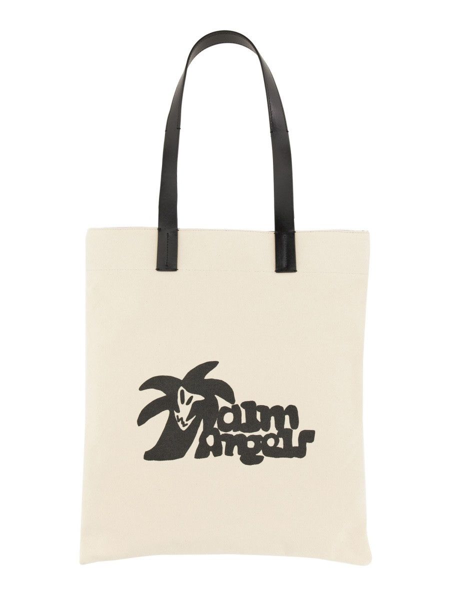 Palm Angels PALM ANGELS COTTON CANVAS SHOPPING BAG - WHITE Size ONE SIZE - 1 Thumbnail