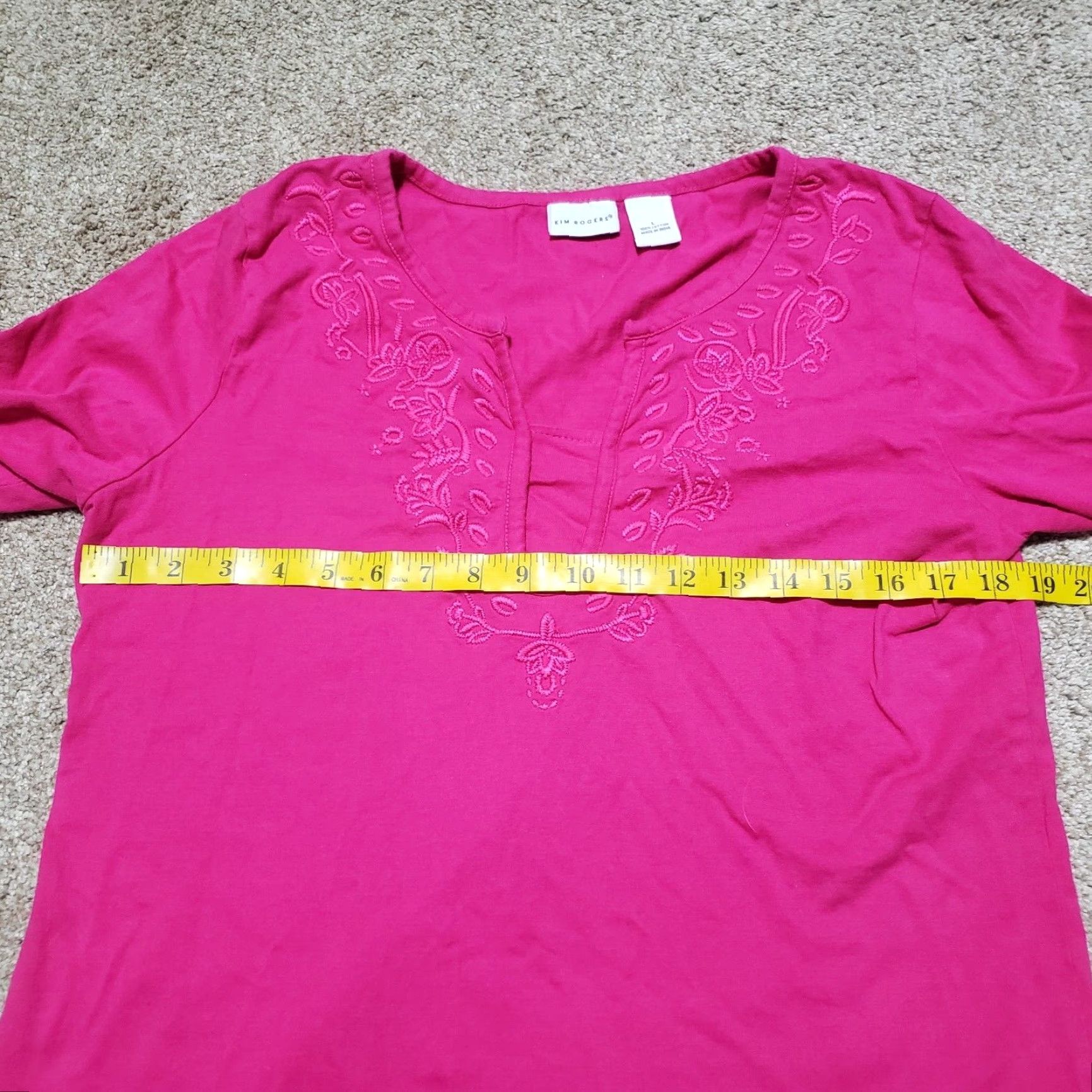 Pinko Kim Rogers Shirt Girls Adult Large Half Sleeve Floral Pink Top 90s? (Note: adjust) Size L / US 10 / IT 46 - 4 Thumbnail