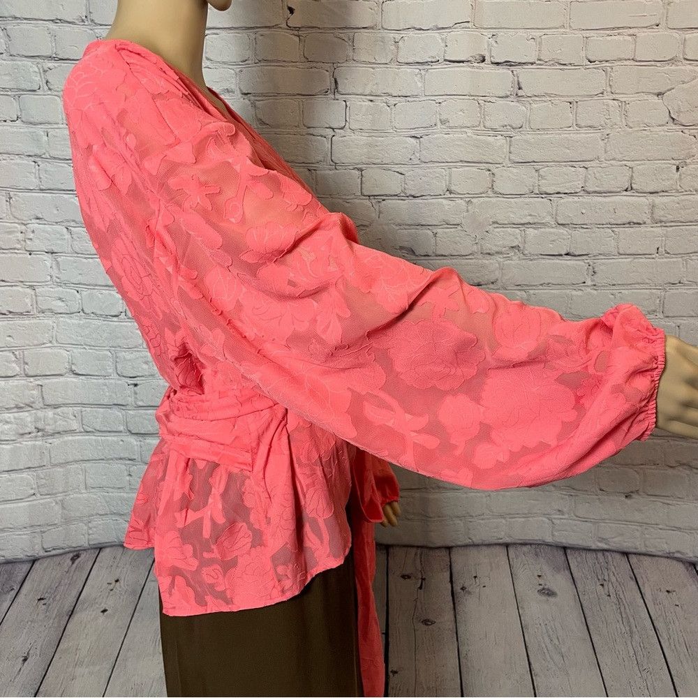 Other New Lane Bryant Classic Crop Sheer Full-Wrap Coral Long Sle Size 3XL / US 20-22 - 4 Thumbnail