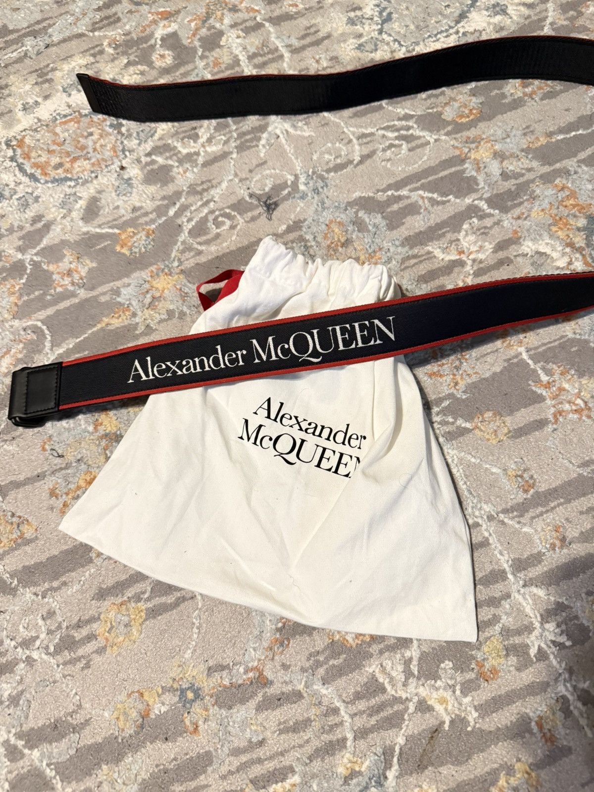 Alexander McQueen Alexander McQueen Logo Print Fabric Belt Size 42 - 1 Thumbnail