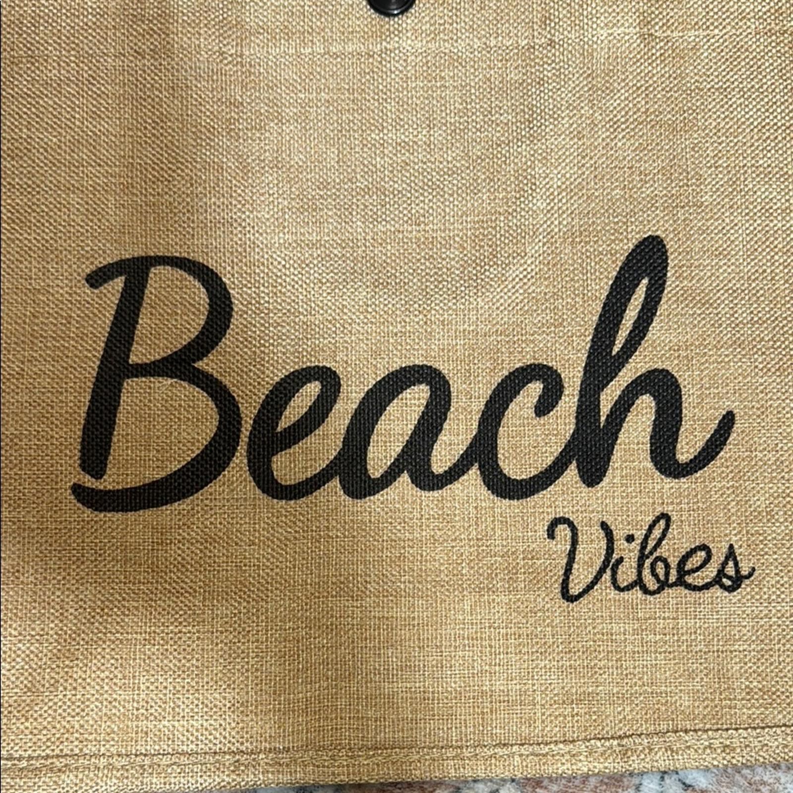 Designer Beach Vibes Tan and Black Tote Bag Size ONE SIZE - 3 Thumbnail