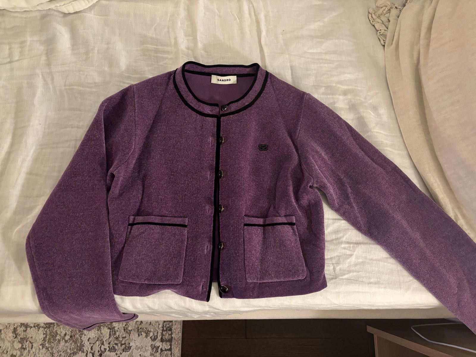 Sandro Sandro Women's LS Knit Embroidered Short Cardi-coat size S Size S / US 4 / IT 40 - 5 Thumbnail