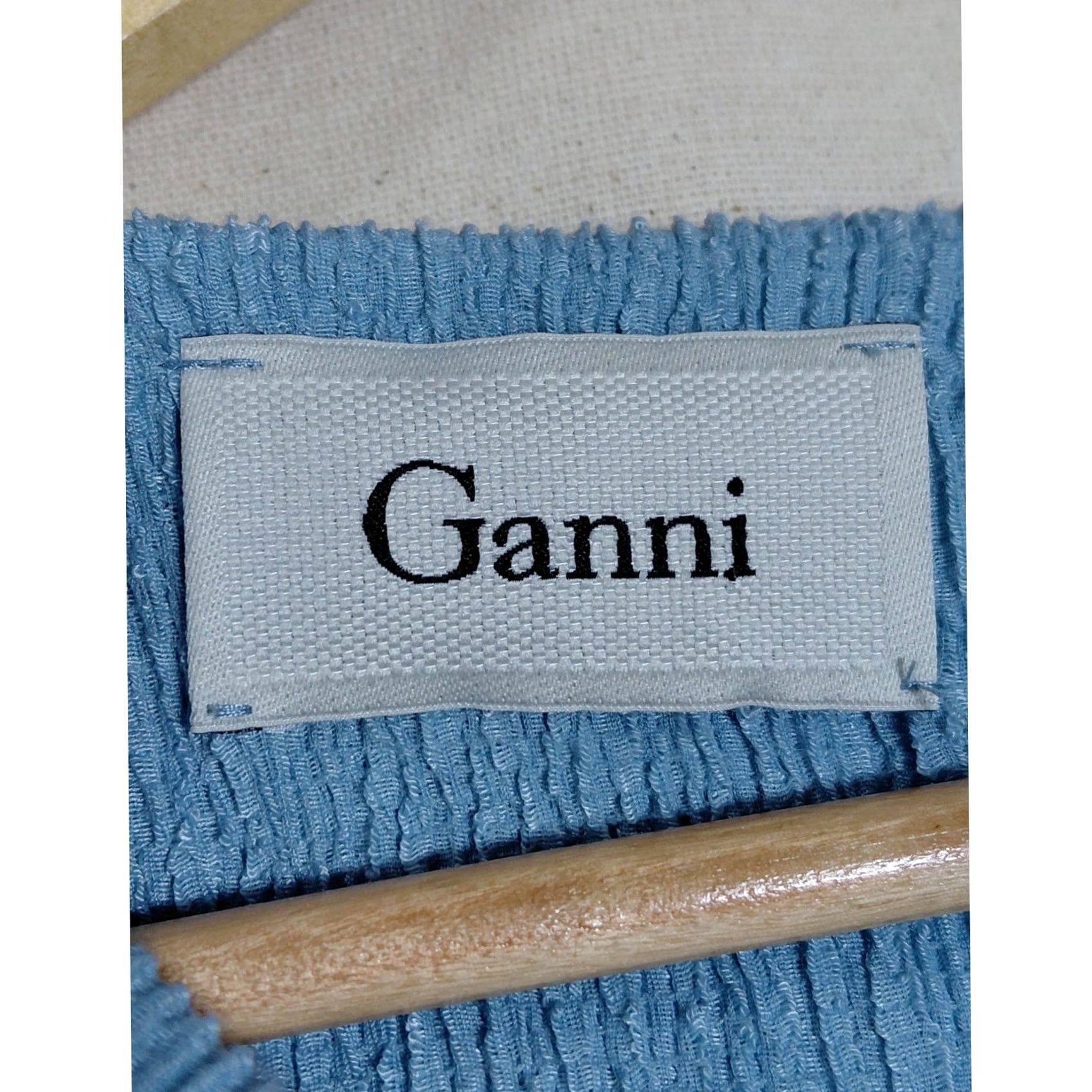 Ganni Ganni Blouse Sleeveless Top Women M Dusty Denim Solid Knit Polyester Blend Stretch Lightweight Casual Travel Middle Europe Portugal 90s? Size M / US 6-8 / IT 42-44 - 3 Thumbnail