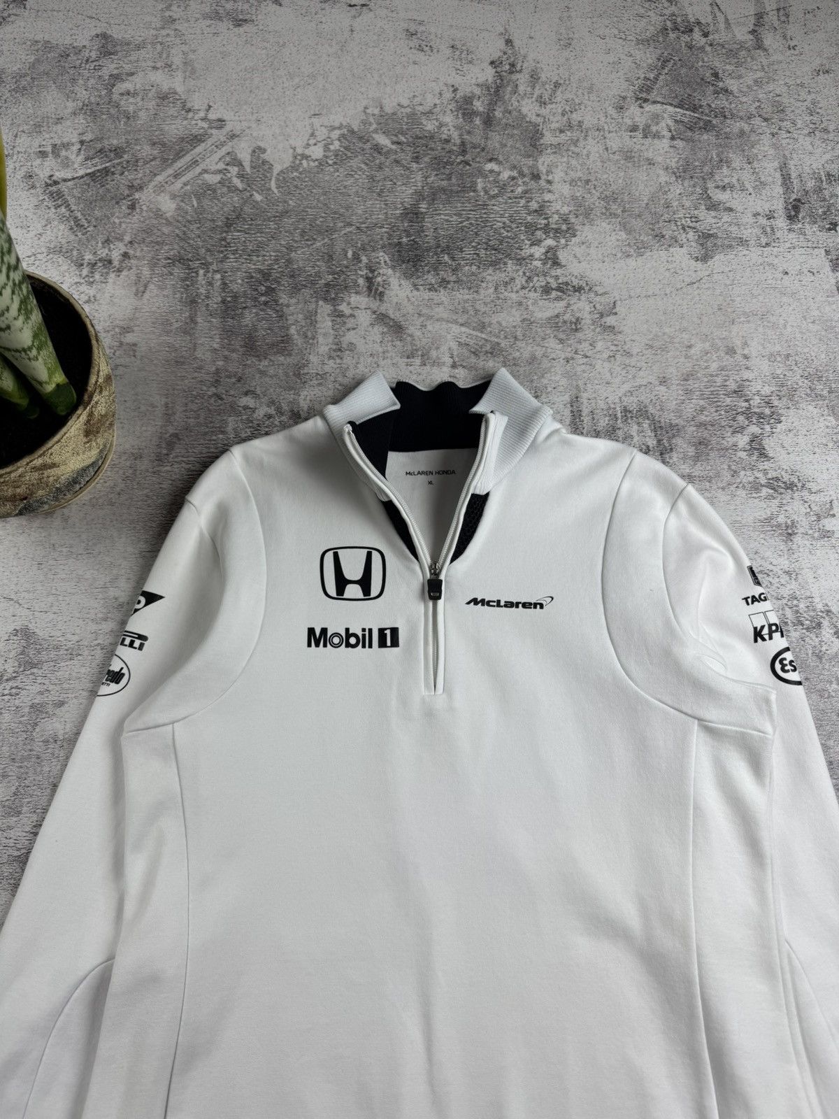 Honda McLaren Honda Mobil 1 Racing White Women XL 1/3 1/4 Sweatshirt Hoodie Pullover Size XL / US 12-14 / IT 48-50 - 5 Thumbnail