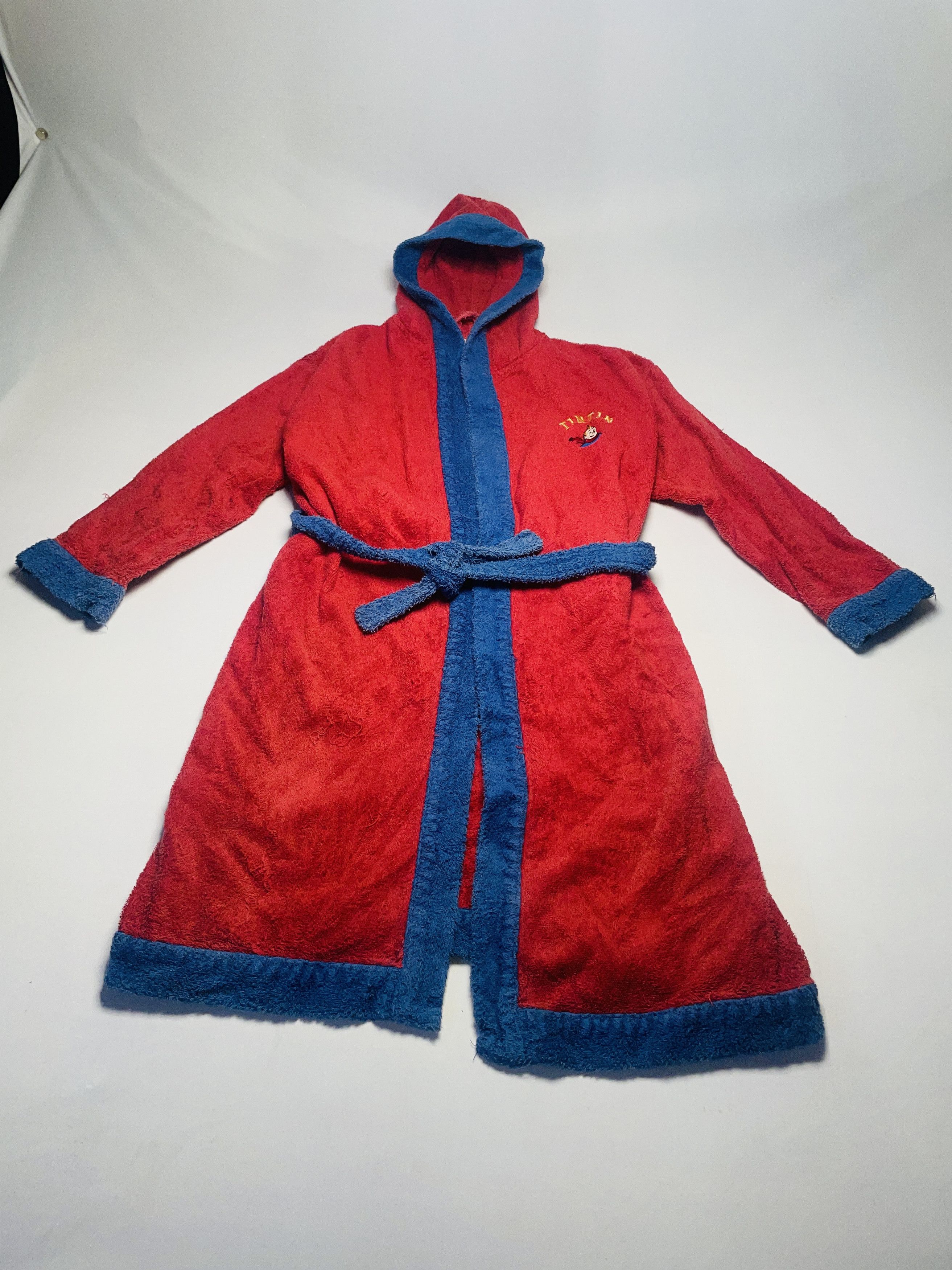 Other 🧥 Kinder Bademantel – Tim & Struppi – rot/blau –Größe 11/12 Size XL / US 12-14 / IT 48-50 - 1 Thumbnail