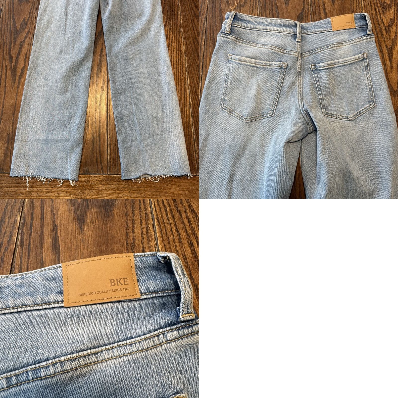 BKE BKE Payton Jeans Womens 28x32 Mid Rise Bootcut Baggy Frayed Hem Light Wash Denim Size 26" / US 2 / IT 38 - 8 Thumbnail