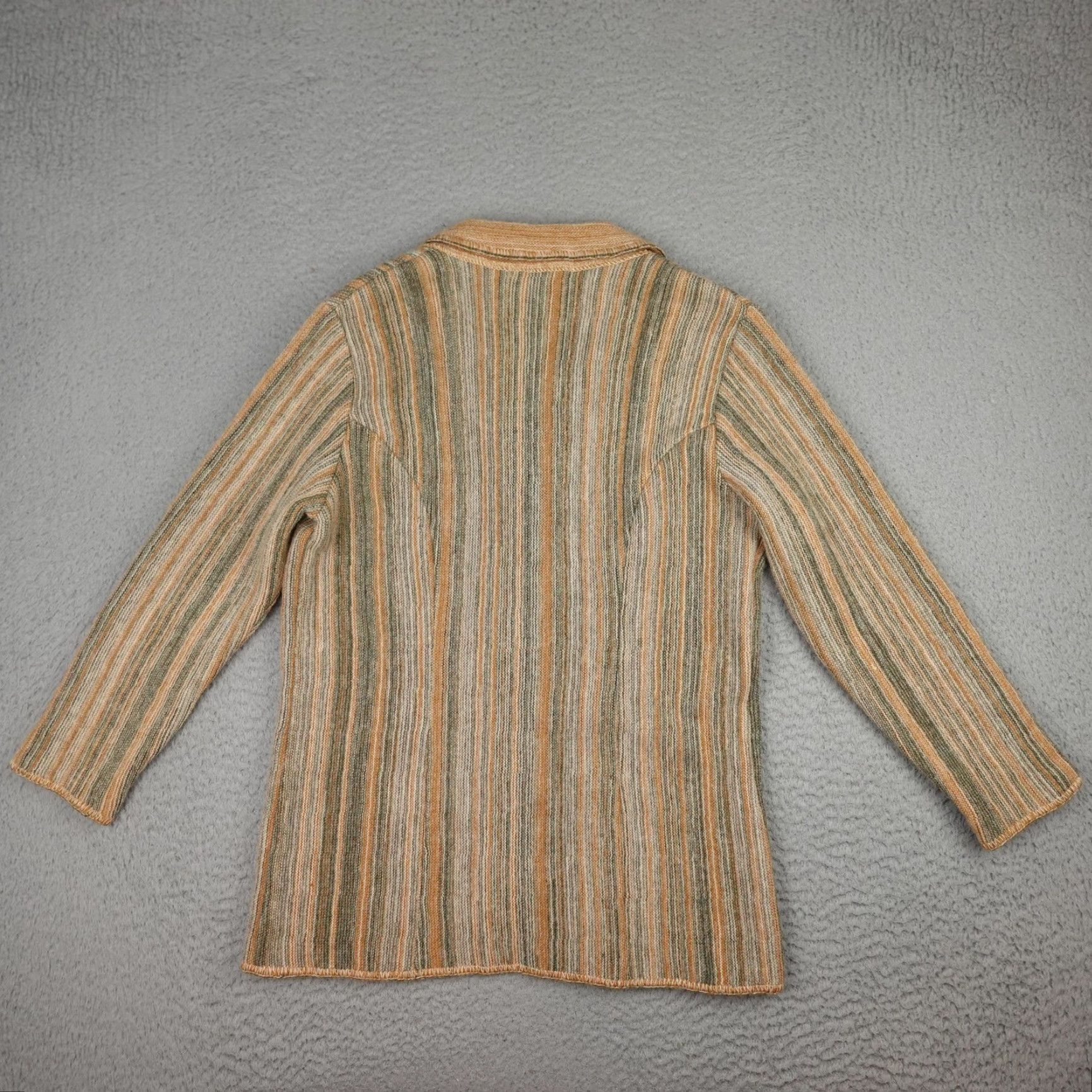 Vintage VINTAGE Denbigh Knitwear Jacket Womens M Beige Wool Striped Button 80s 90s Retro Classic Preppy England Size M / US 6-8 / IT 42-44 - 6 Thumbnail