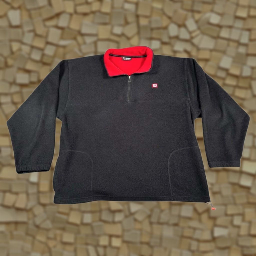 Wilson VINTAGE Wilson Sweater Pullover Adult 2XL Black Red Polyester Fleece 90s Sport Logo Embroidered 1/4 Zip Mens Size US XXL / EU 58 / 5 - 1 Thumbnail