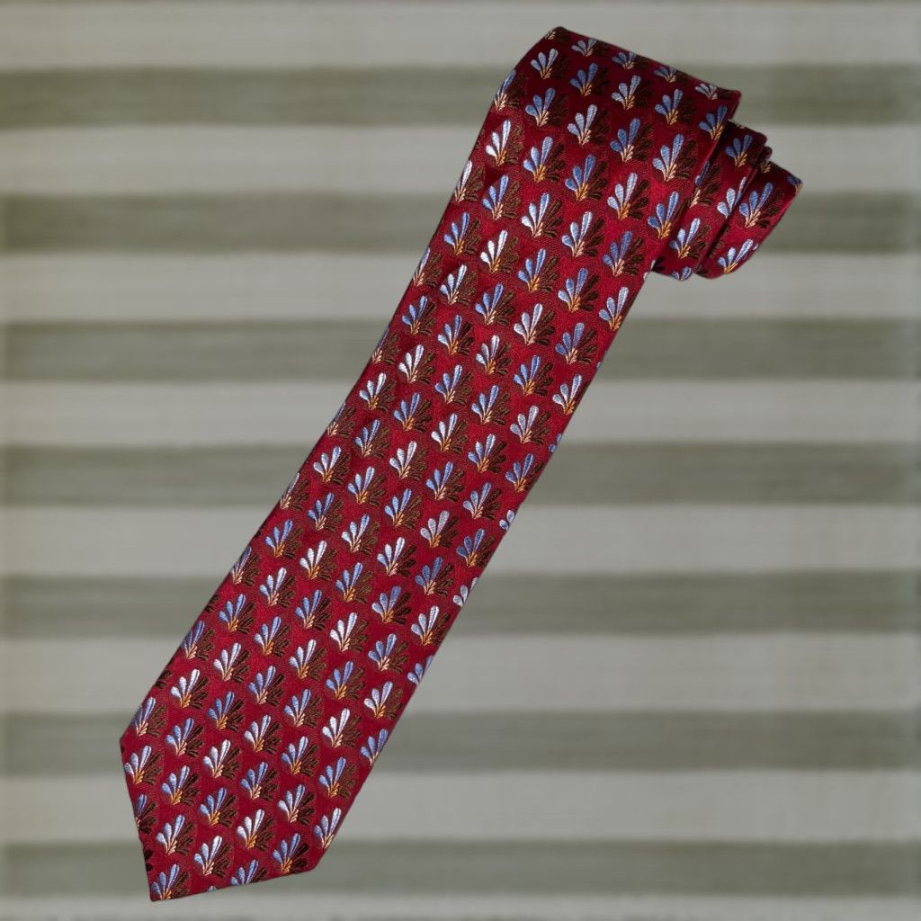 Ermenegildo Zegna Ermenegildo Zegna Tie Men Silk Floral Made in Italy - Red Multicolor Woven 59" 3.75" Wide Designer Necktie Size ONE SIZE - 1 Thumbnail