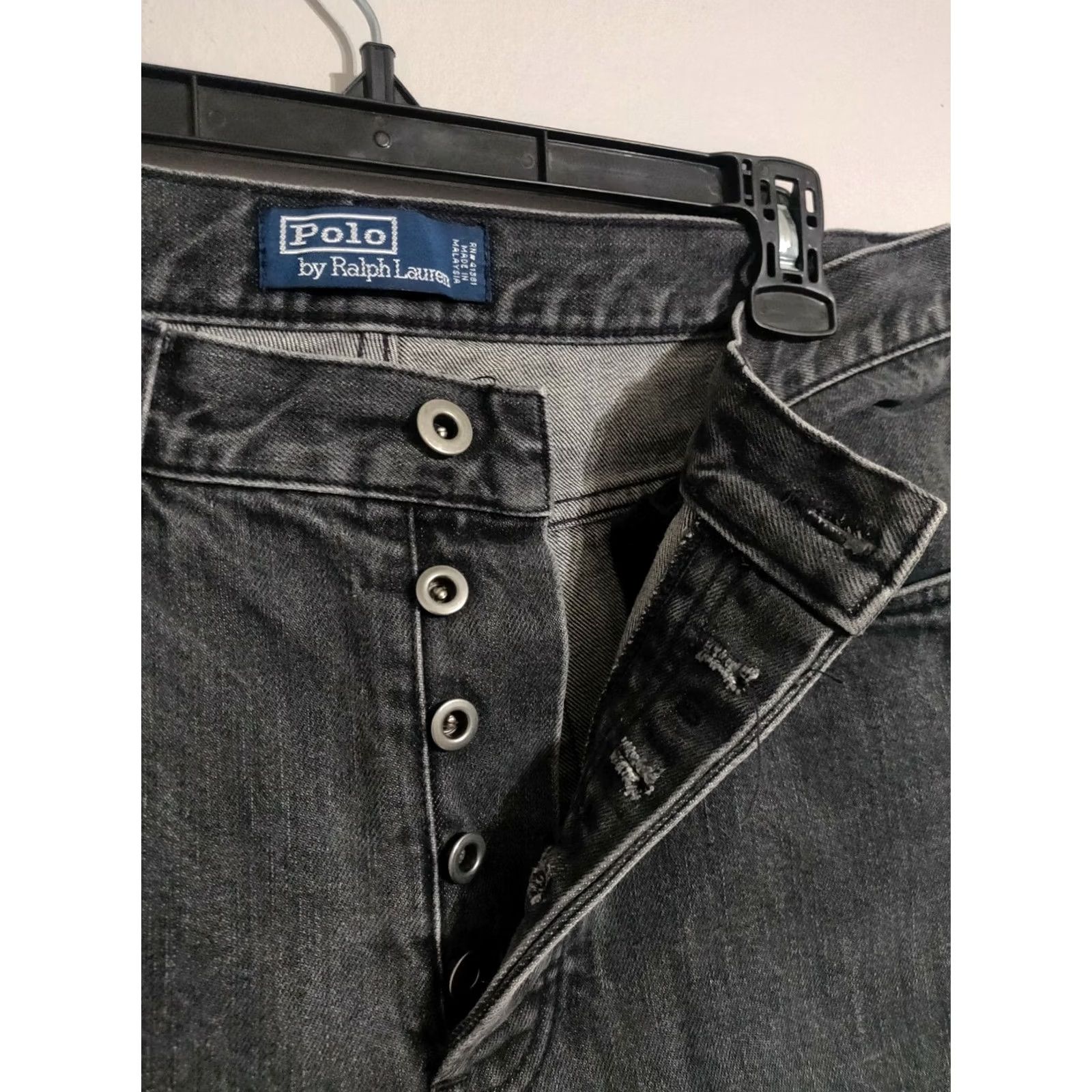Polo Ralph Lauren VINTAGE Polo Ralph Lauren Button Fly Distressed Black Denim Jeans - Men's 33x32 Denim Jeans Size US S / EU 44-46 / 1 - 2 Thumbnail