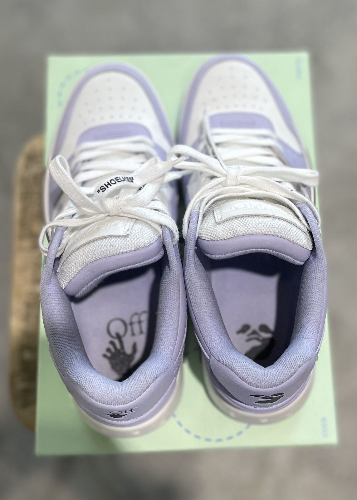 Off-White Off-White Out Of Office Calf Leather Sneakers White/Purple Size US 10 / IT 40 - 9 Thumbnail