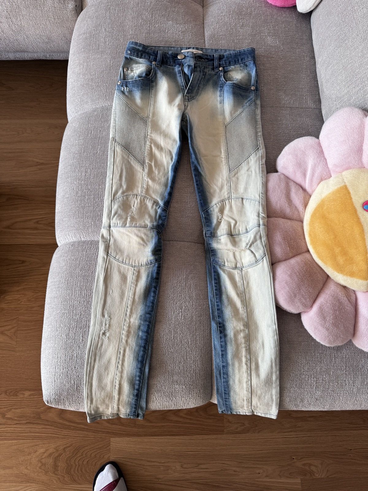 Pierre Balmain Pierre Balmain „Bleached Biker Jeans“ Size US 29 - 1 Thumbnail